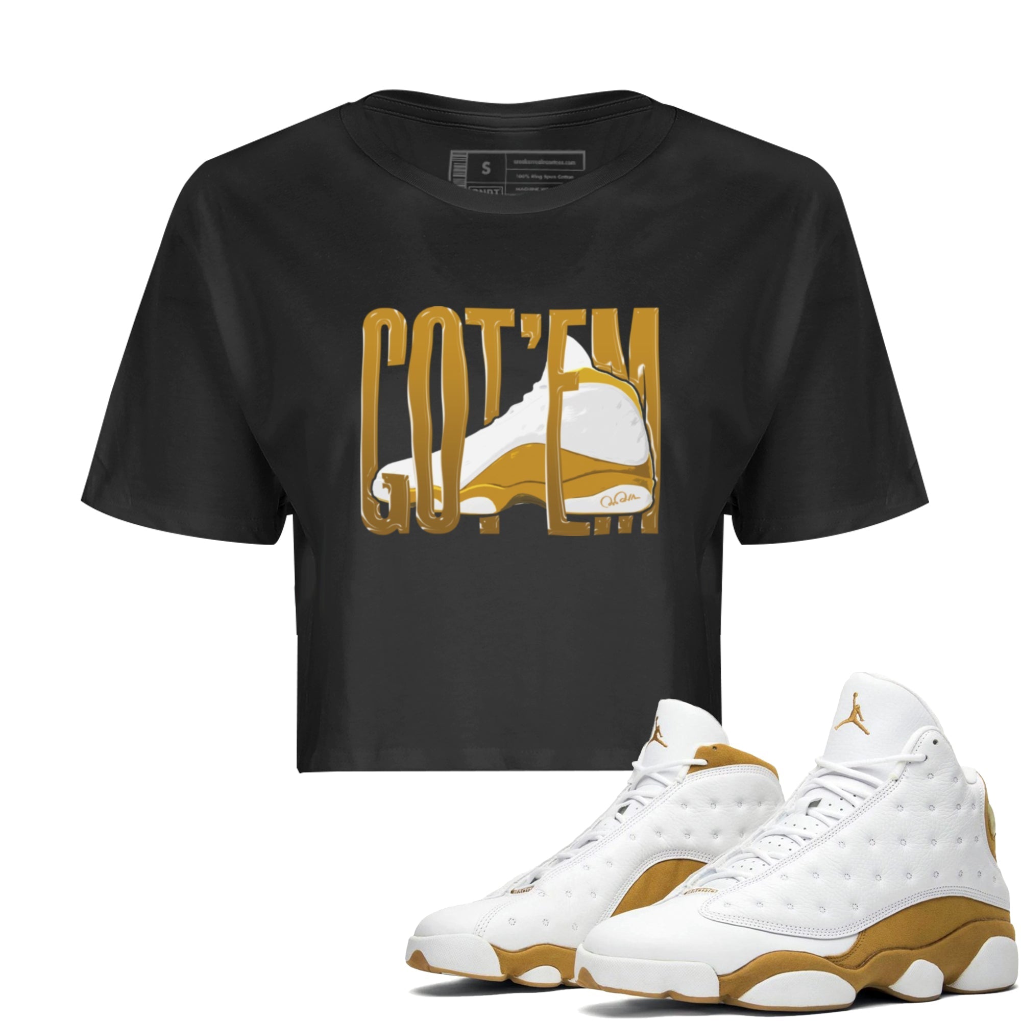 Air Jordan 13 Wheat Sneaker Match Tees Wiggling Gotem Streetwear Sneaker Shirt AJ13 Wheat Sneaker Release Tees Women's Shirts Black 1