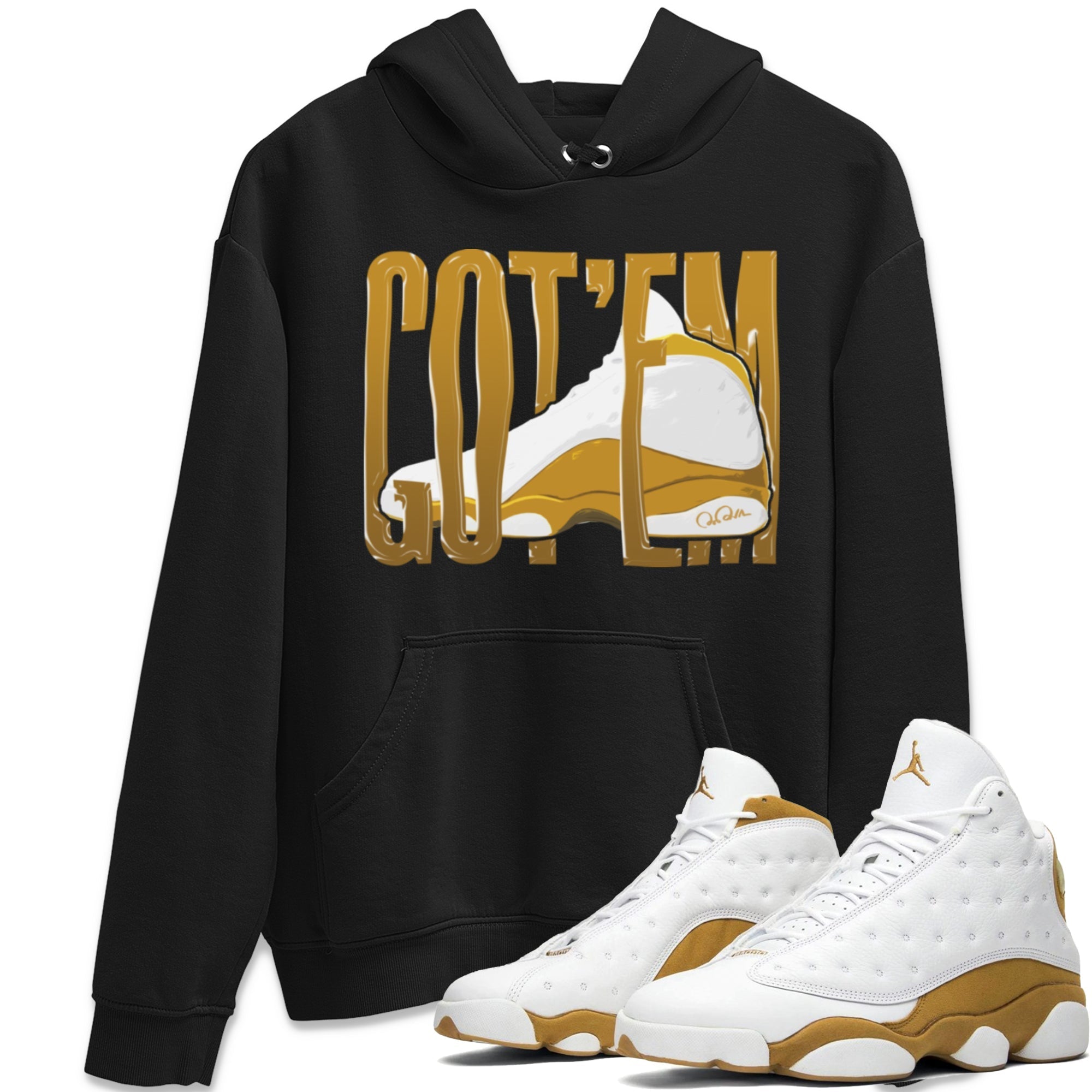 Air Jordan 13 Wheat Sneaker Match Tees Wiggling Gotem Streetwear Sneaker Shirt AJ13 Wheat Sneaker Release Tees Unisex Shirts Black 1