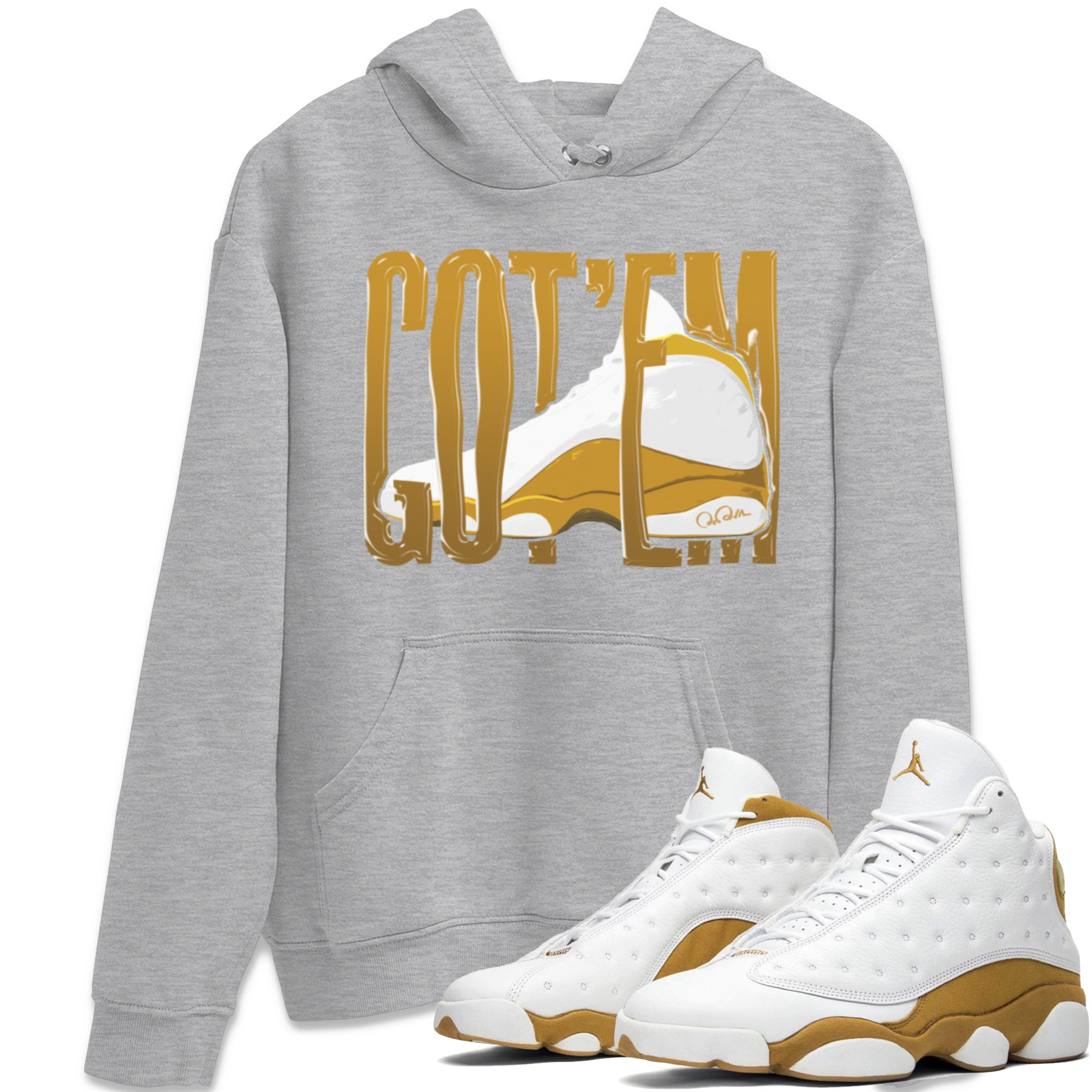 Air Jordan 13 Wheat Sneaker Match Tees Wiggling Gotem Streetwear Sneaker Shirt AJ13 Wheat Sneaker Release Tees Unisex Shirts Heather Grey 1