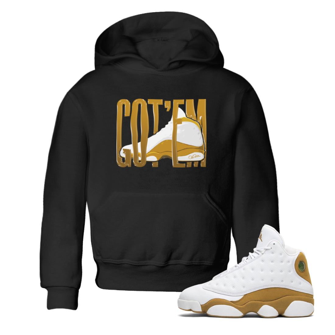Air Jordan 13 Wheat Sneaker Match Tees Wiggling Gotem Streetwear Sneaker Shirt AJ13 Wheat Sneaker Release Tees Kids Shirts Black 1