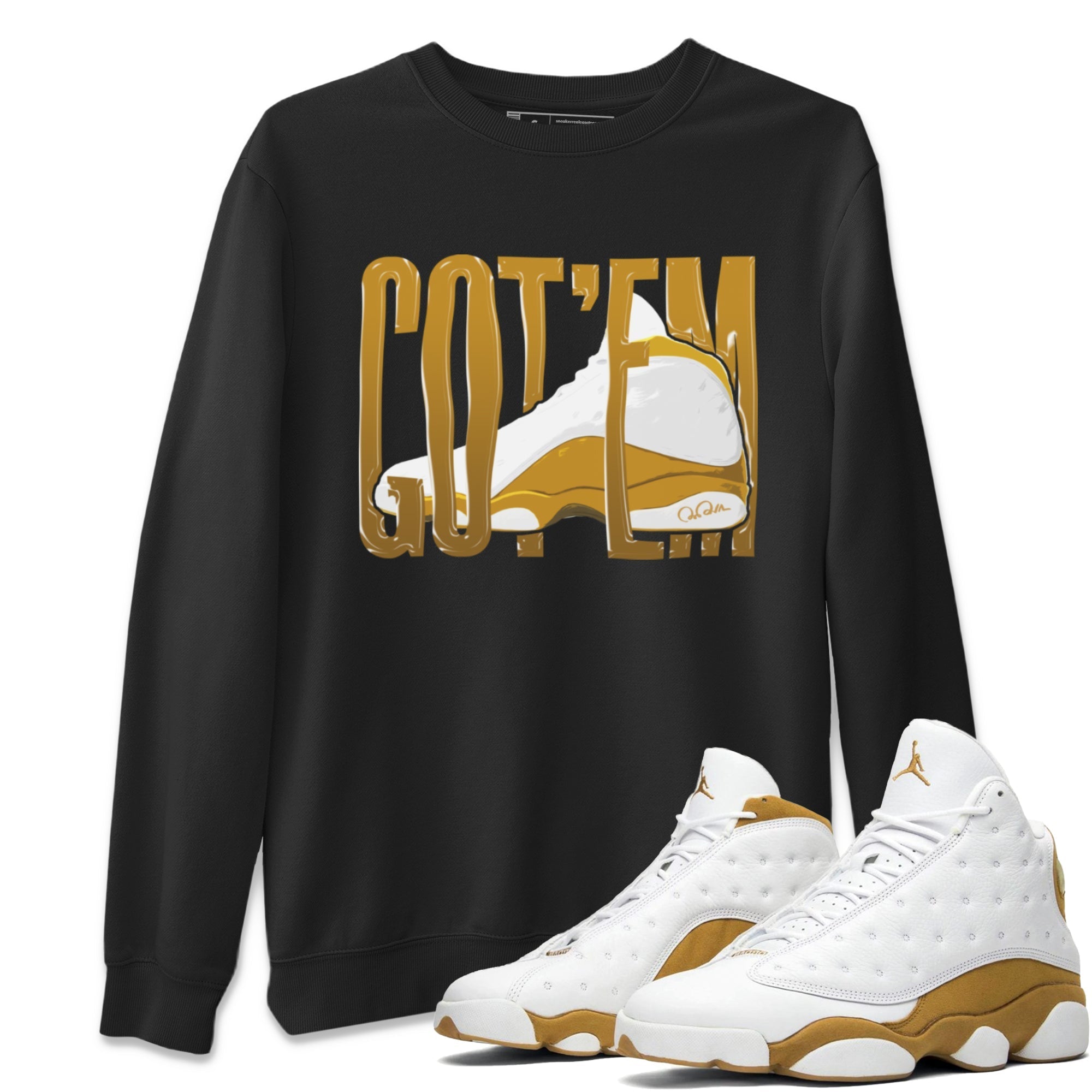 Air Jordan 13 Wheat Sneaker Match Tees Wiggling Gotem Streetwear Sneaker Shirt AJ13 Wheat Sneaker Release Tees Unisex Shirts Black 1