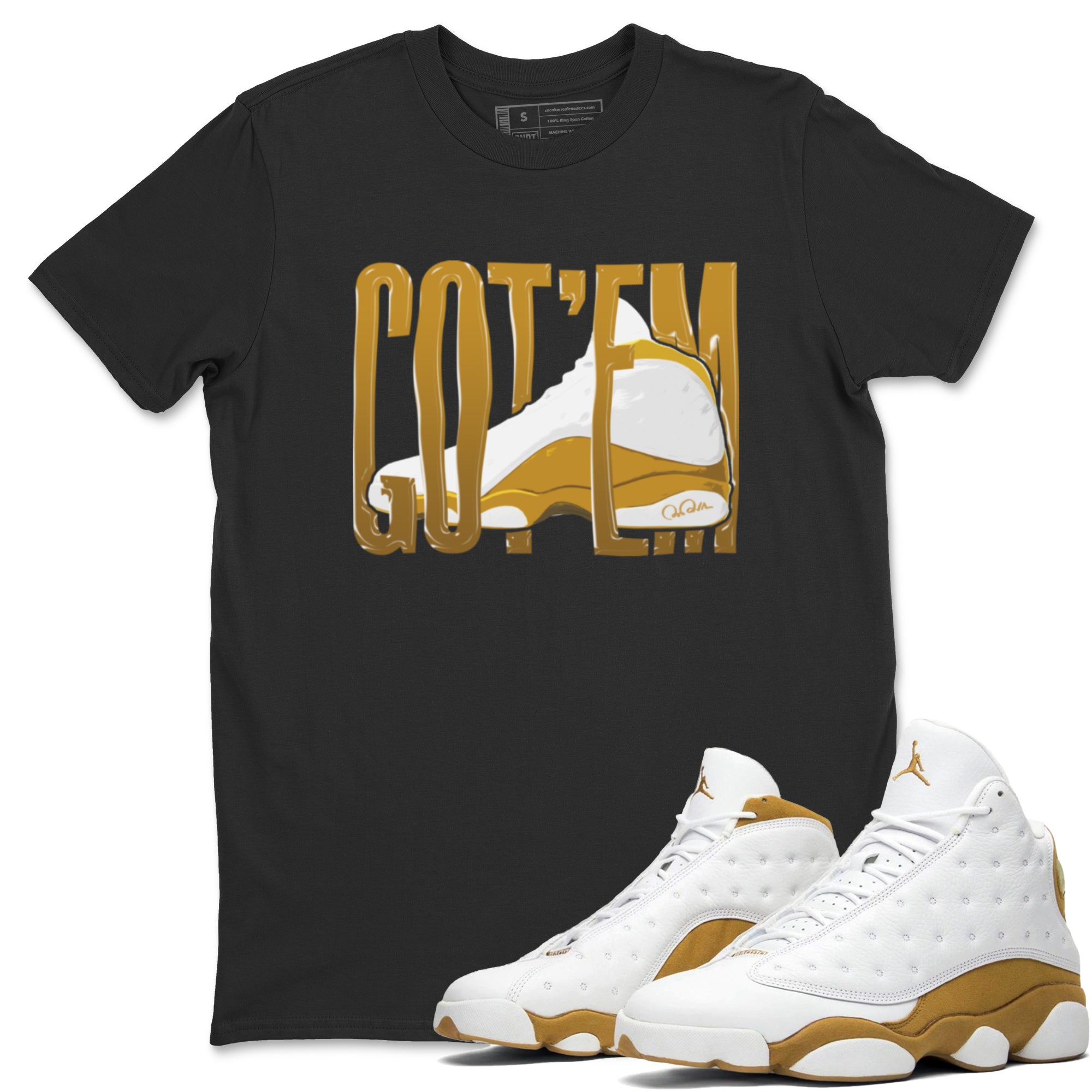 Air Jordan 13 Wheat Sneaker Match Tees Wiggling Gotem Streetwear Sneaker Shirt AJ13 Wheat Sneaker Release Tees Unisex Shirts Black 1