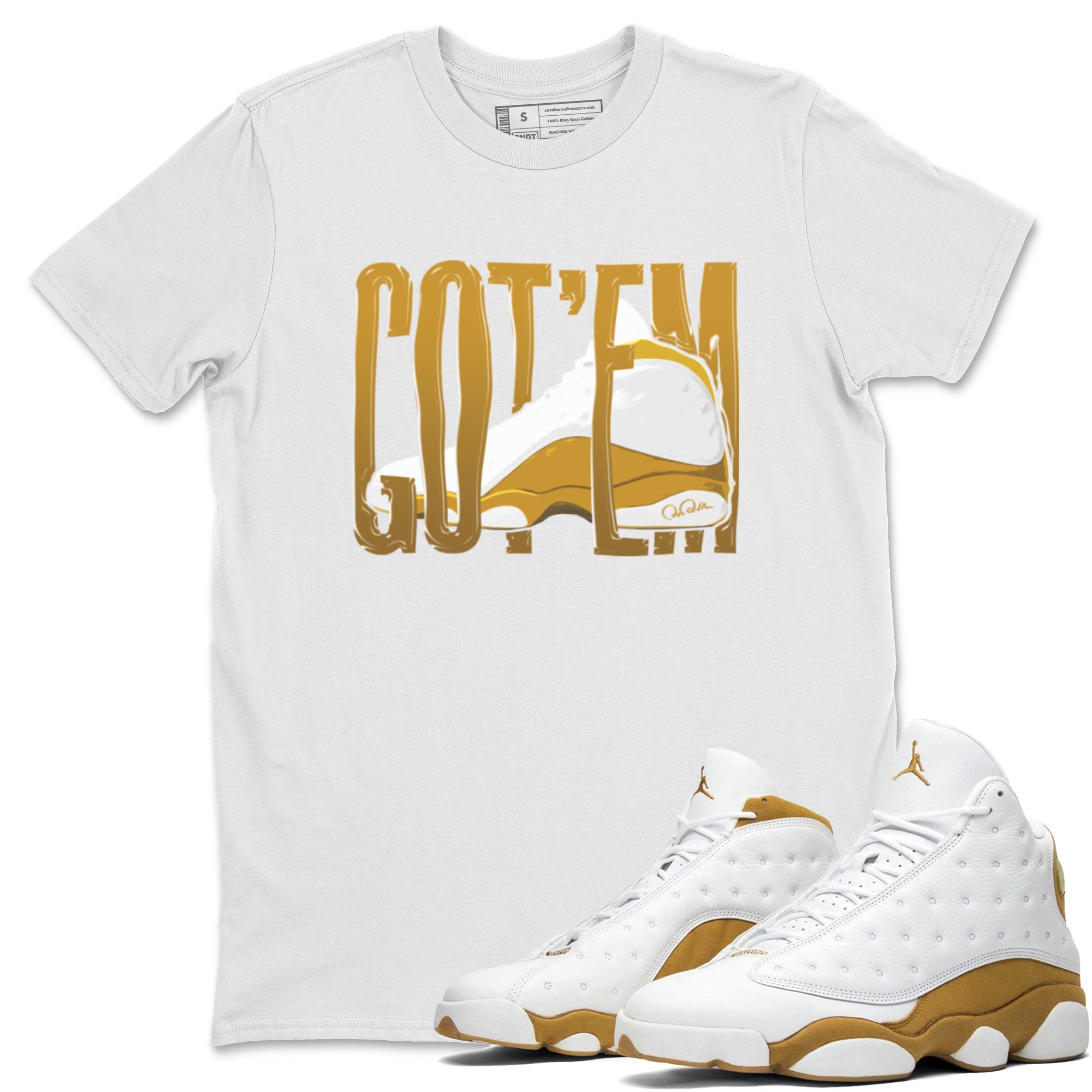 Air Jordan 13 Wheat Sneaker Match Tees Wiggling Gotem Streetwear Sneaker Shirt AJ13 Wheat Sneaker Release Tees Unisex Shirts White 1