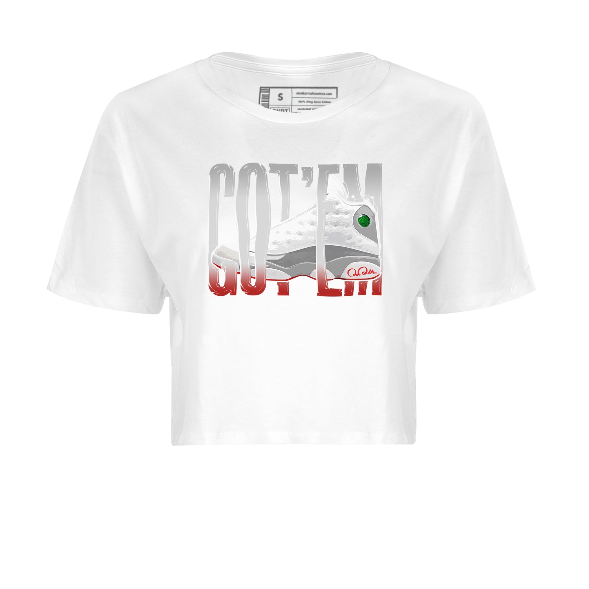 Air Jordan 13 Wolf Grey Sneaker Match Tees Wiggling Gotem Streetwear Sneaker Shirt AJ13 Wolf Grey Sneaker Release Tees Women's Shirts White 2