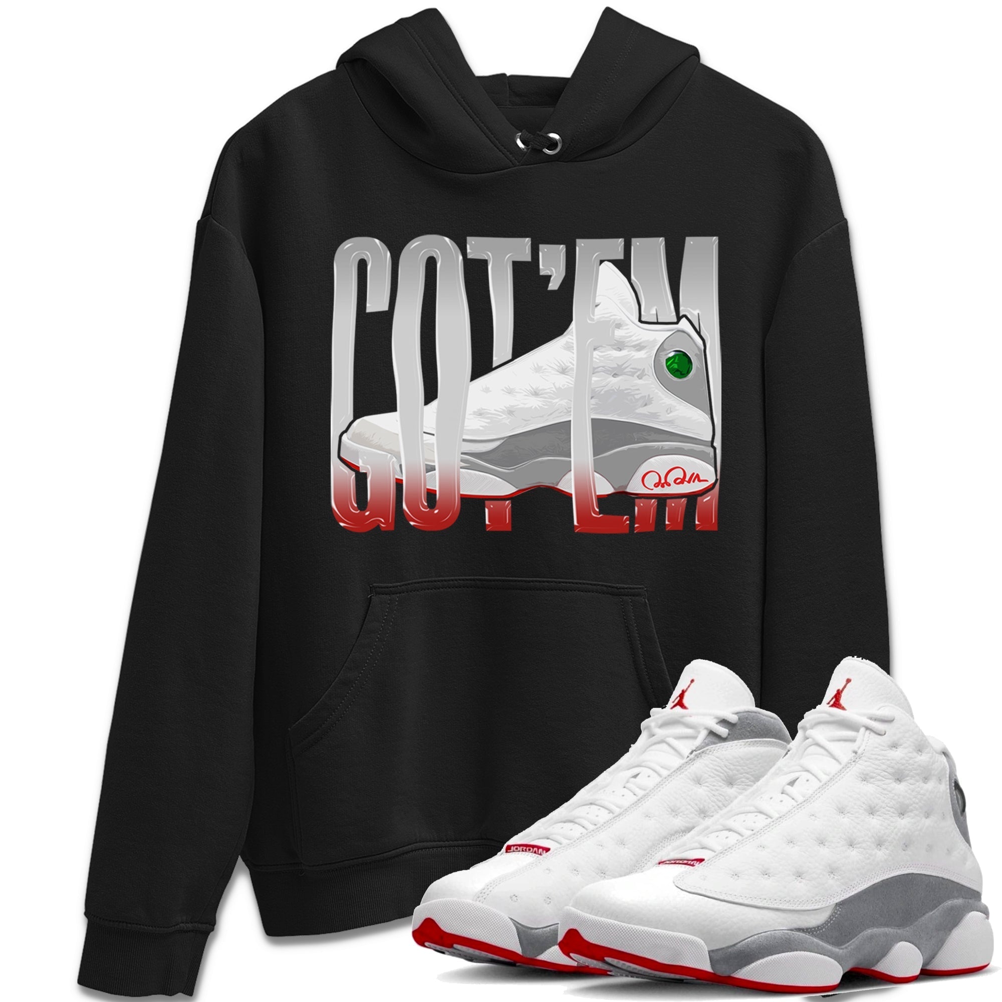 Air Jordan 13 Wolf Grey Sneaker Match Tees Wiggling Gotem Streetwear Sneaker Shirt AJ13 Wolf Grey Sneaker Release Tees Unisex Shirts Black 1