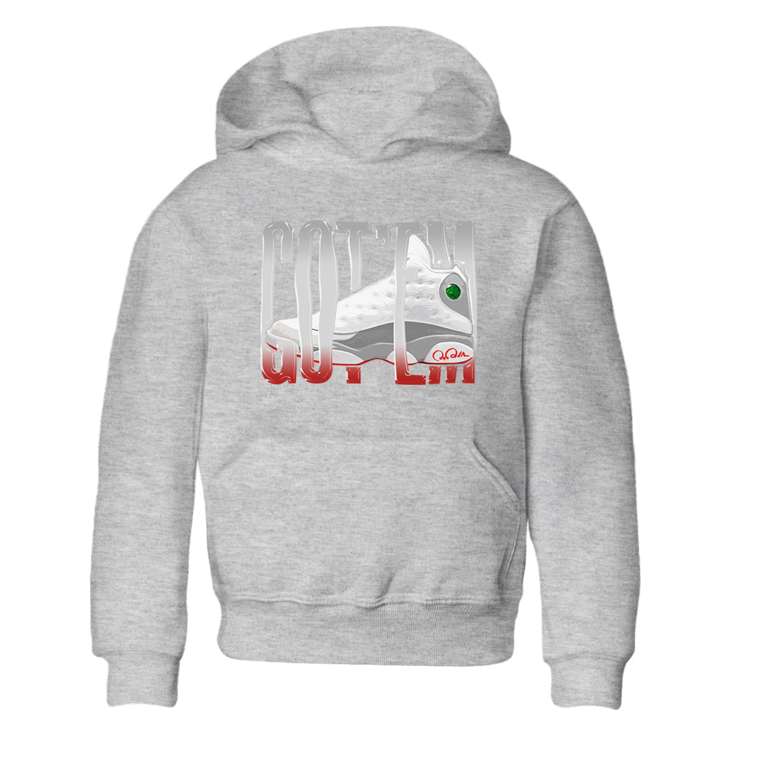 Air Jordan 13 Wolf Grey Sneaker Match Tees Wiggling Gotem Streetwear Sneaker Shirt AJ13 Wolf Grey Sneaker Release Tees Kids Shirts Heather Grey 2