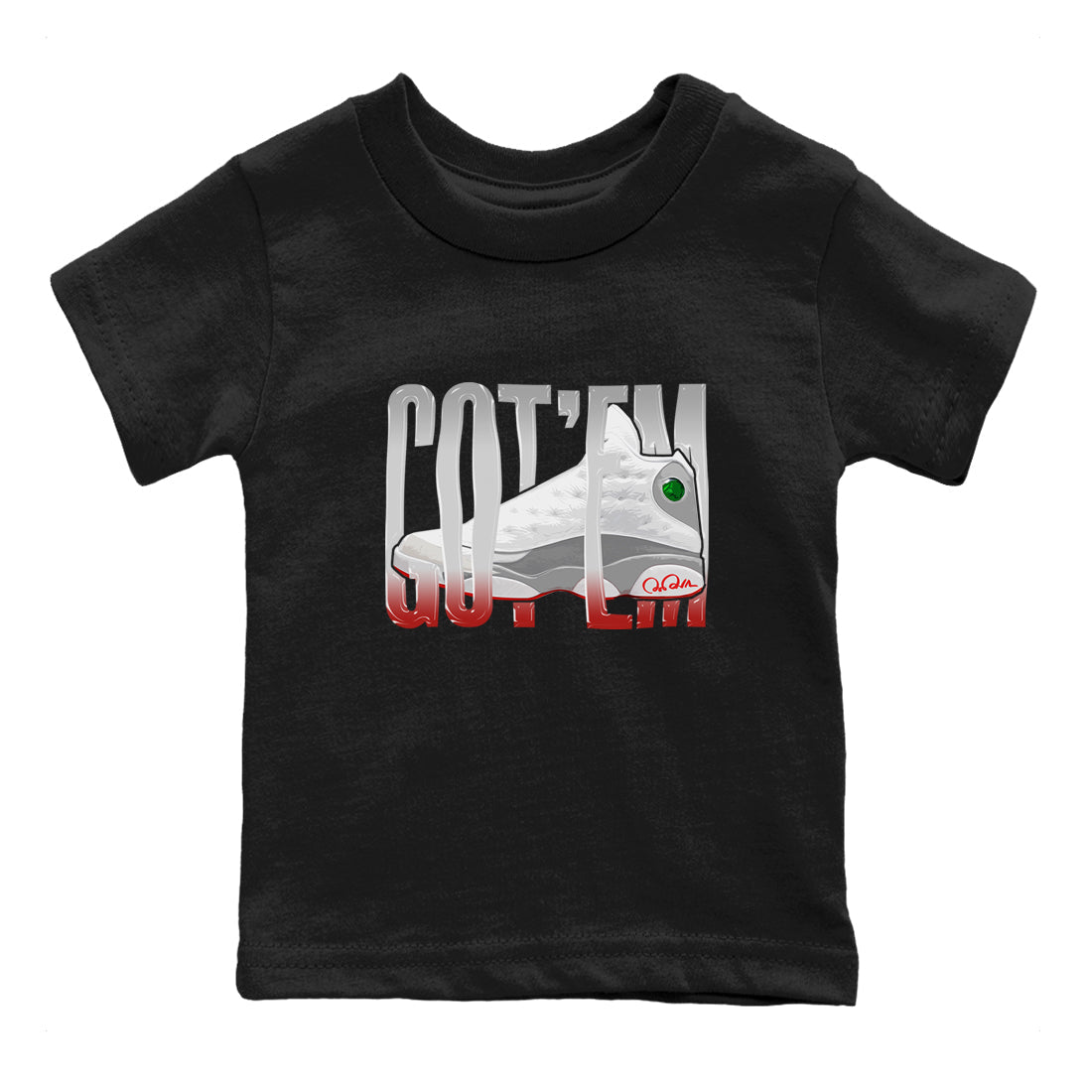 Air Jordan 13 Wolf Grey Sneaker Match Tees Wiggling Gotem Streetwear Sneaker Shirt AJ13 Wolf Grey Sneaker Release Tees Kids Shirts Black 2