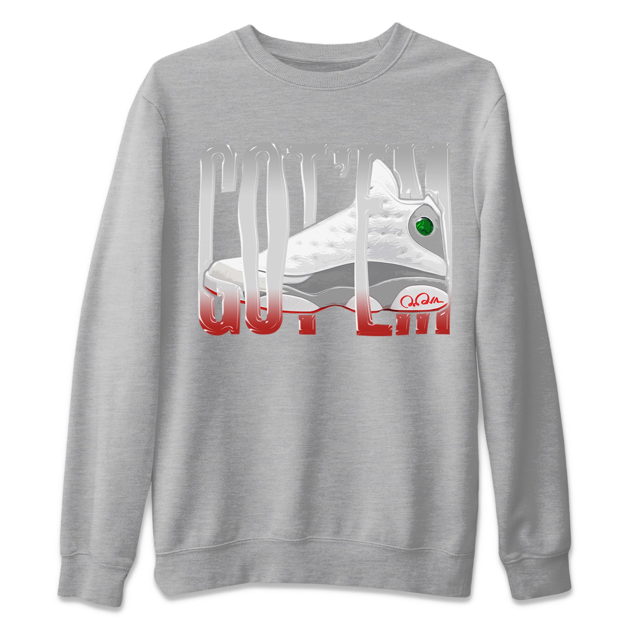 Air Jordan 13 Wolf Grey Sneaker Match Tees Wiggling Gotem Streetwear Sneaker Shirt AJ13 Wolf Grey Sneaker Release Tees Unisex Shirts Heather Grey 2