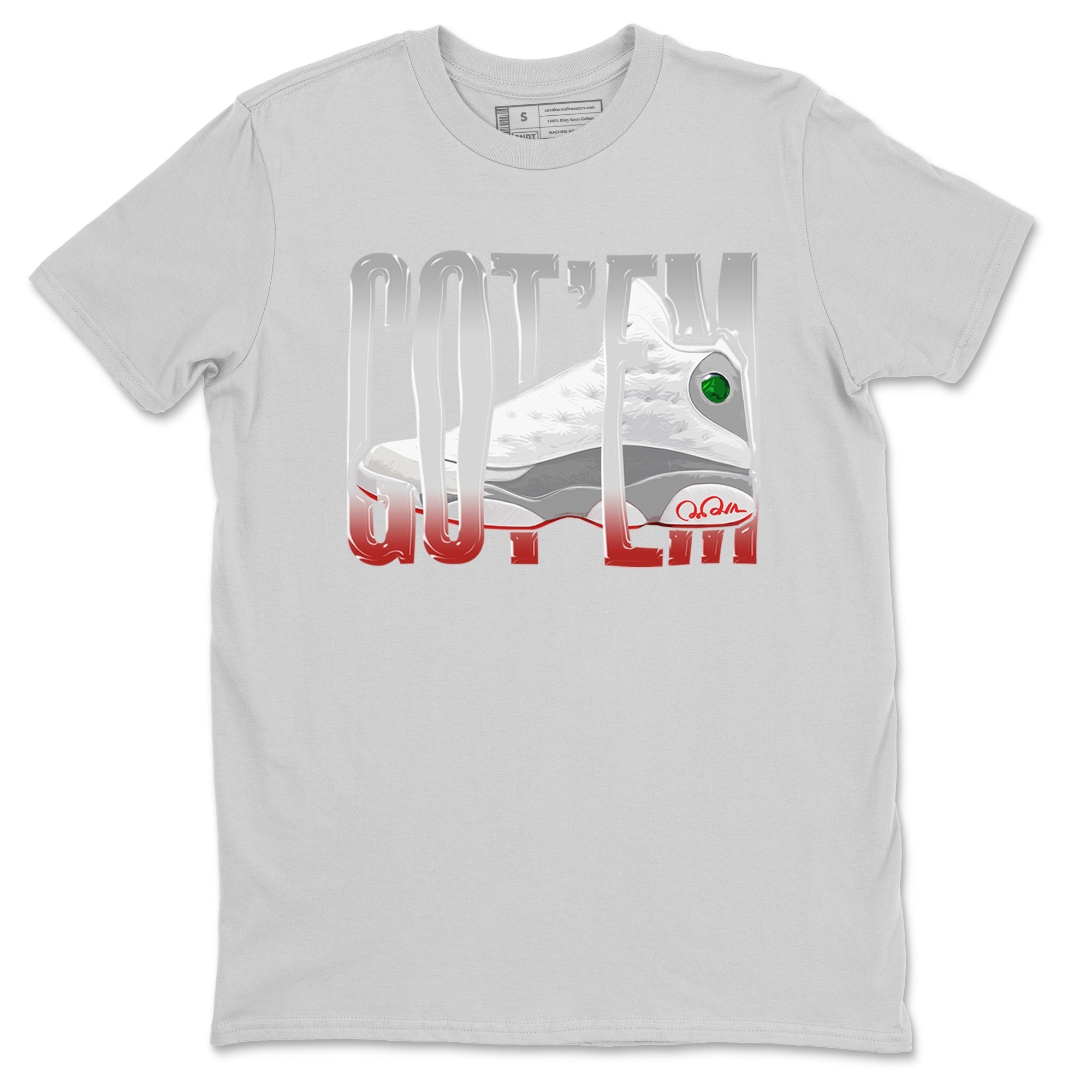 Air Jordan 13 Wolf Grey Sneaker Match Tees Wiggling Gotem Streetwear Sneaker Shirt AJ13 Wolf Grey Sneaker Release Tees Unisex Shirts Silver 2