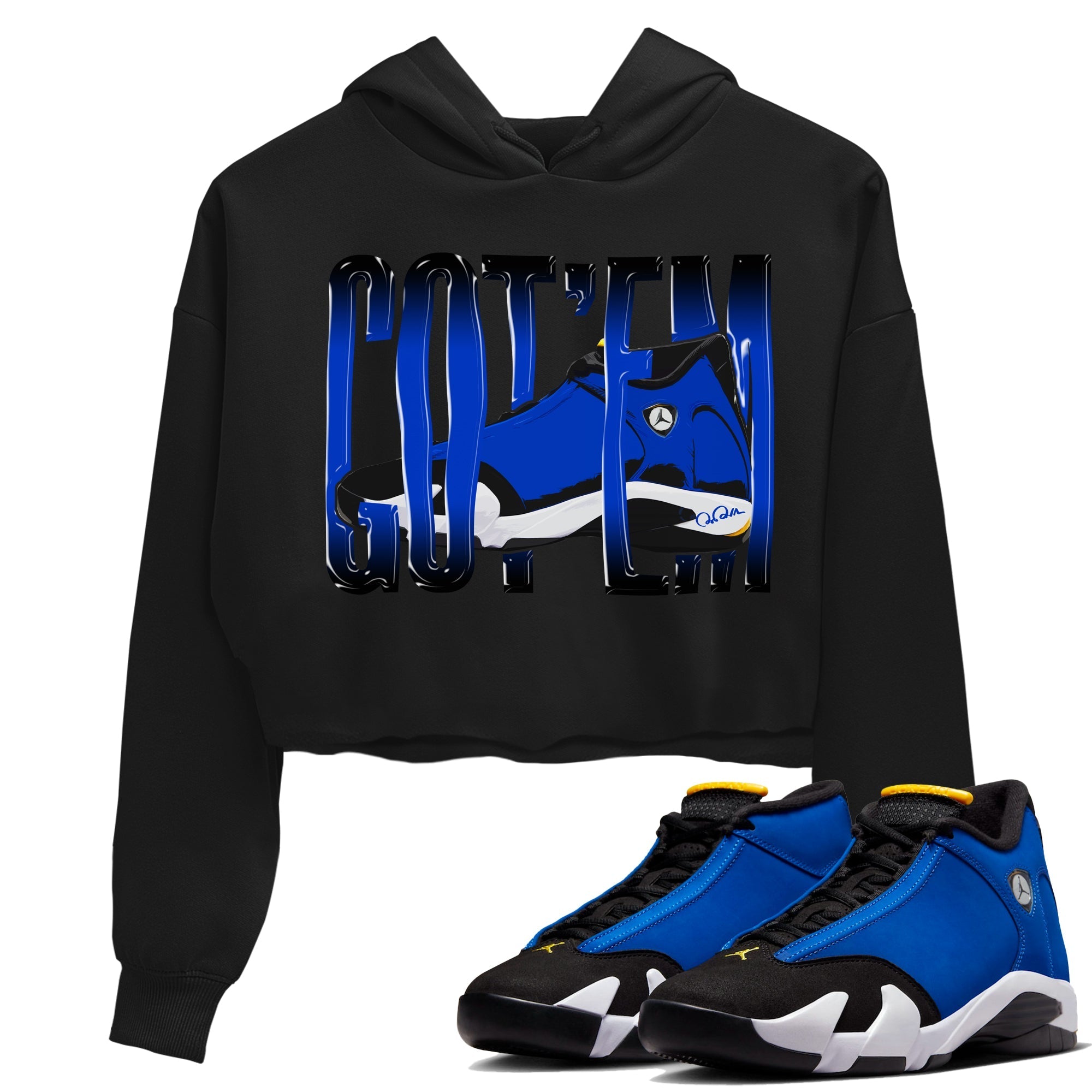 Air Jordan 14 Laney Sneaker Match Tees Wiggling Gotem Streetwear Sneaker Shirt AJ14 Laney Sneaker Release Tees Women's Shirts Black 1