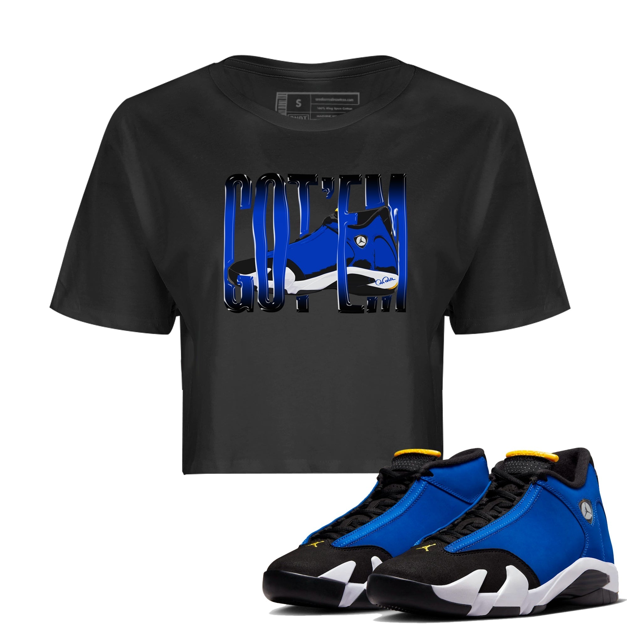 Air Jordan 14 Laney Sneaker Match Tees Wiggling Gotem Streetwear Sneaker Shirt AJ14 Laney Sneaker Release Tees Women's Shirts Black 1