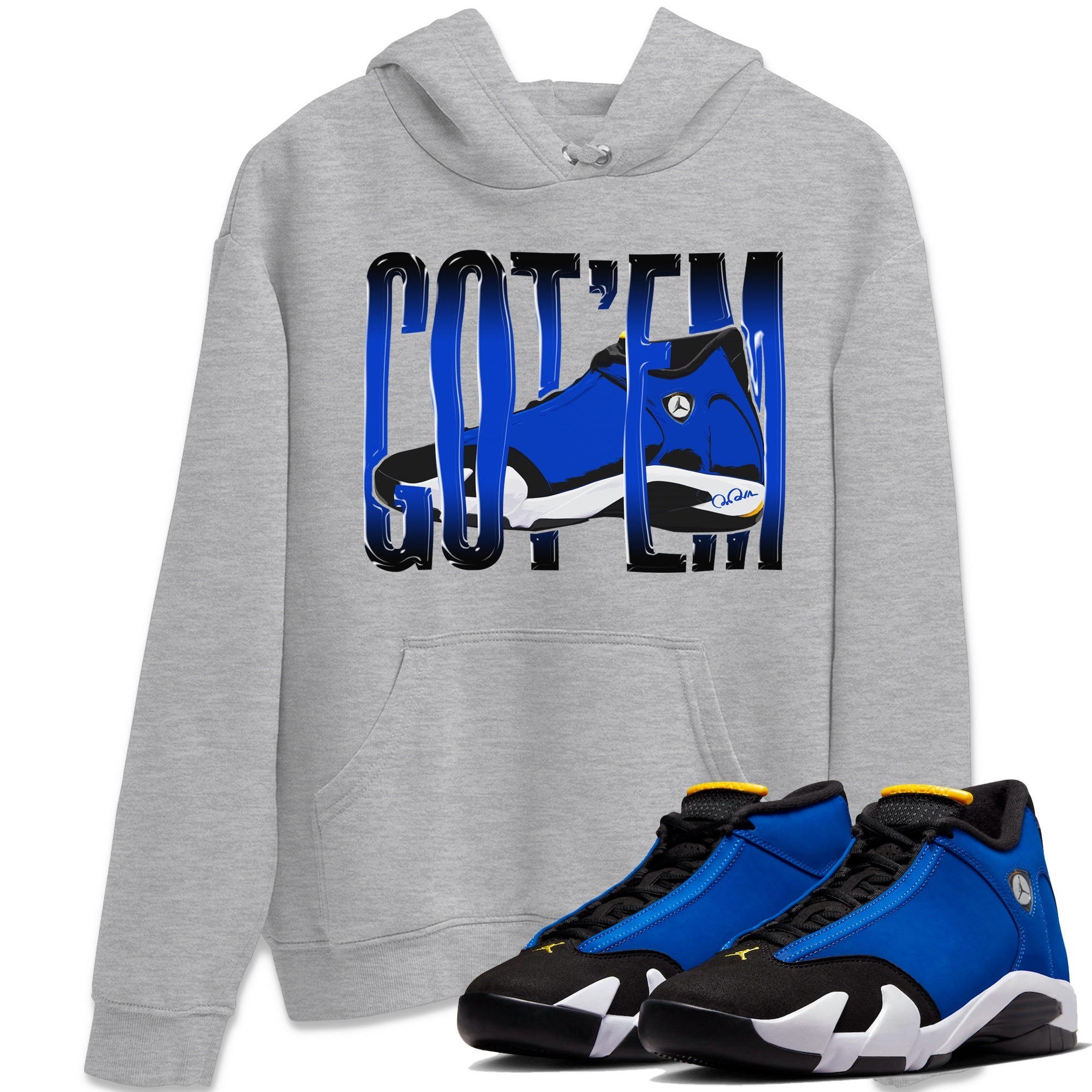 Air Jordan 14 Laney Sneaker Match Tees Wiggling Gotem Streetwear Sneaker Shirt AJ14 Laney Sneaker Release Tees Unisex Shirts Heather Grey 1