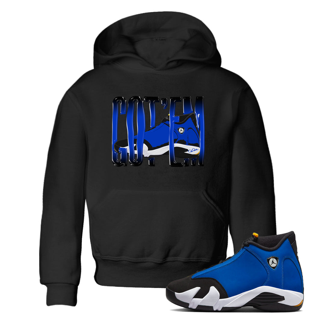 Air Jordan 14 Laney Sneaker Match Tees Wiggling Gotem Streetwear Sneaker Shirt AJ14 Laney Sneaker Release Tees Kids Shirts Black 1