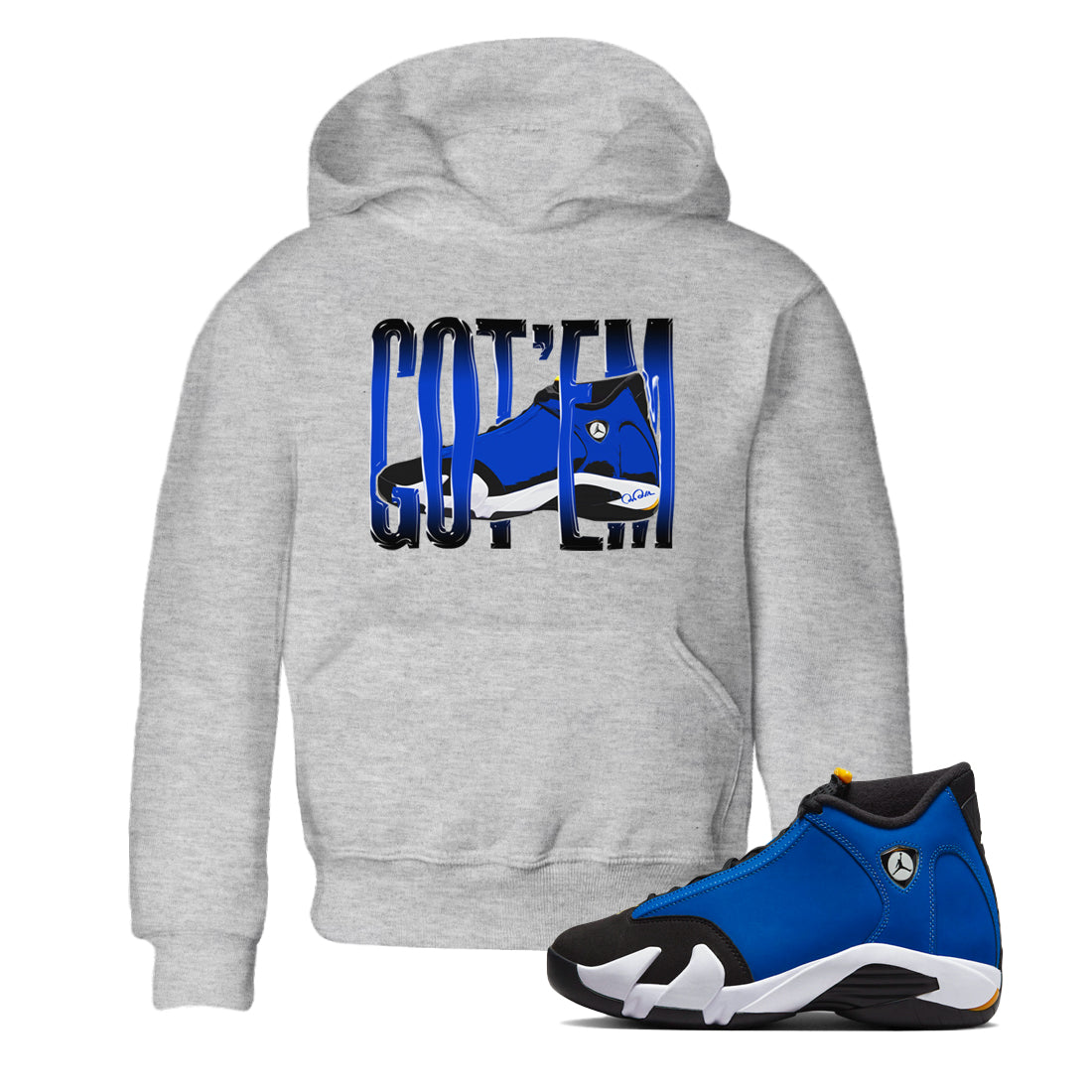 Air Jordan 14 Laney Sneaker Match Tees Wiggling Gotem Streetwear Sneaker Shirt AJ14 Laney Sneaker Release Tees Kids Shirts Heather Grey 1