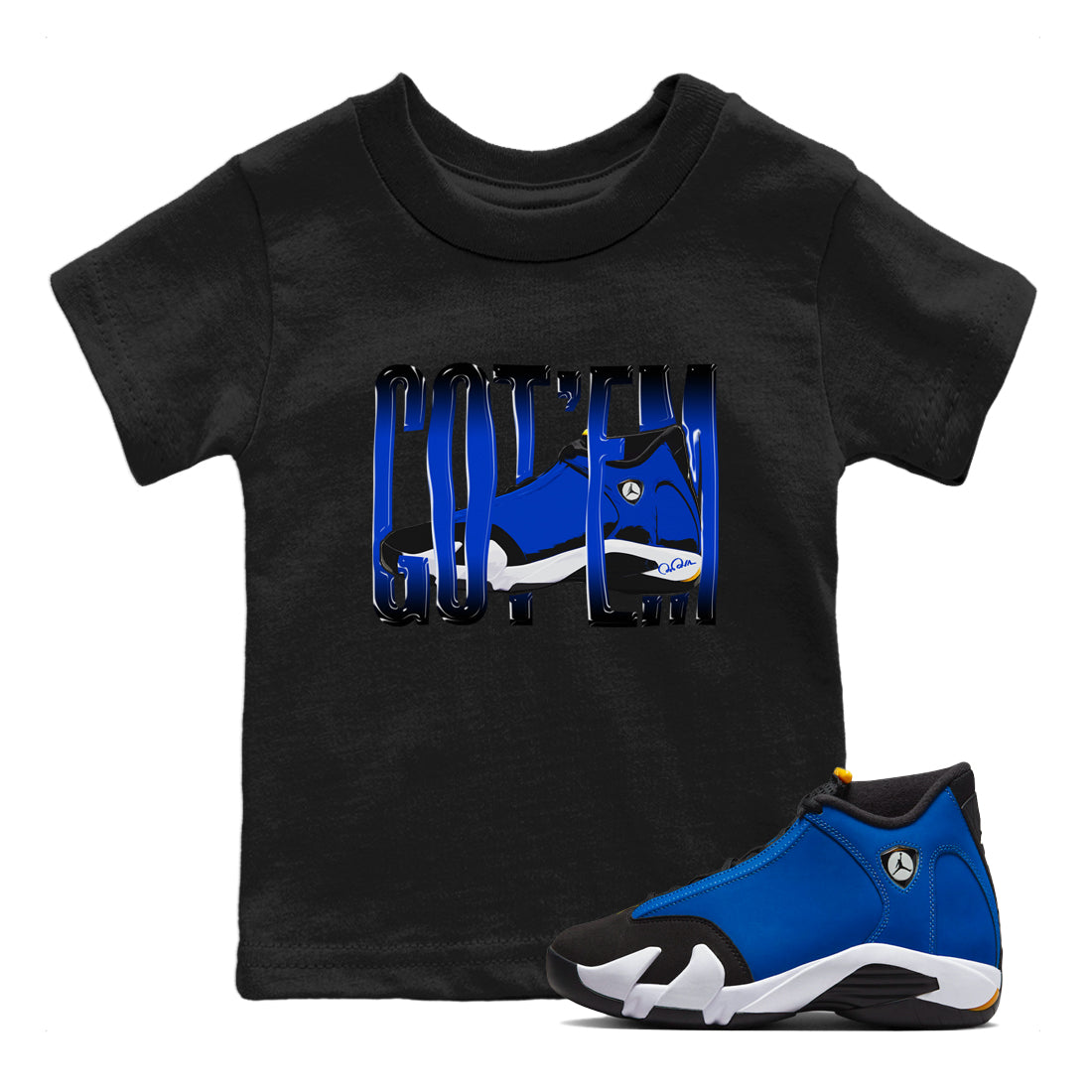 Air Jordan 14 Laney Sneaker Match Tees Wiggling Gotem Streetwear Sneaker Shirt AJ14 Laney Sneaker Release Tees Kids Shirts Black 1