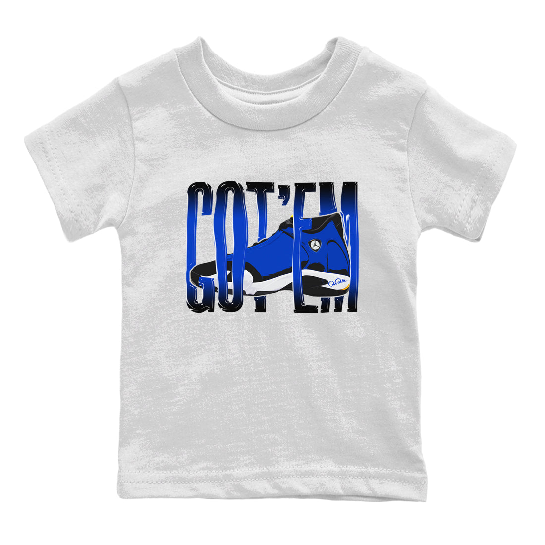 Air Jordan 14 Laney Sneaker Match Tees Wiggling Gotem Streetwear Sneaker Shirt AJ14 Laney Sneaker Release Tees Kids Shirts White 2