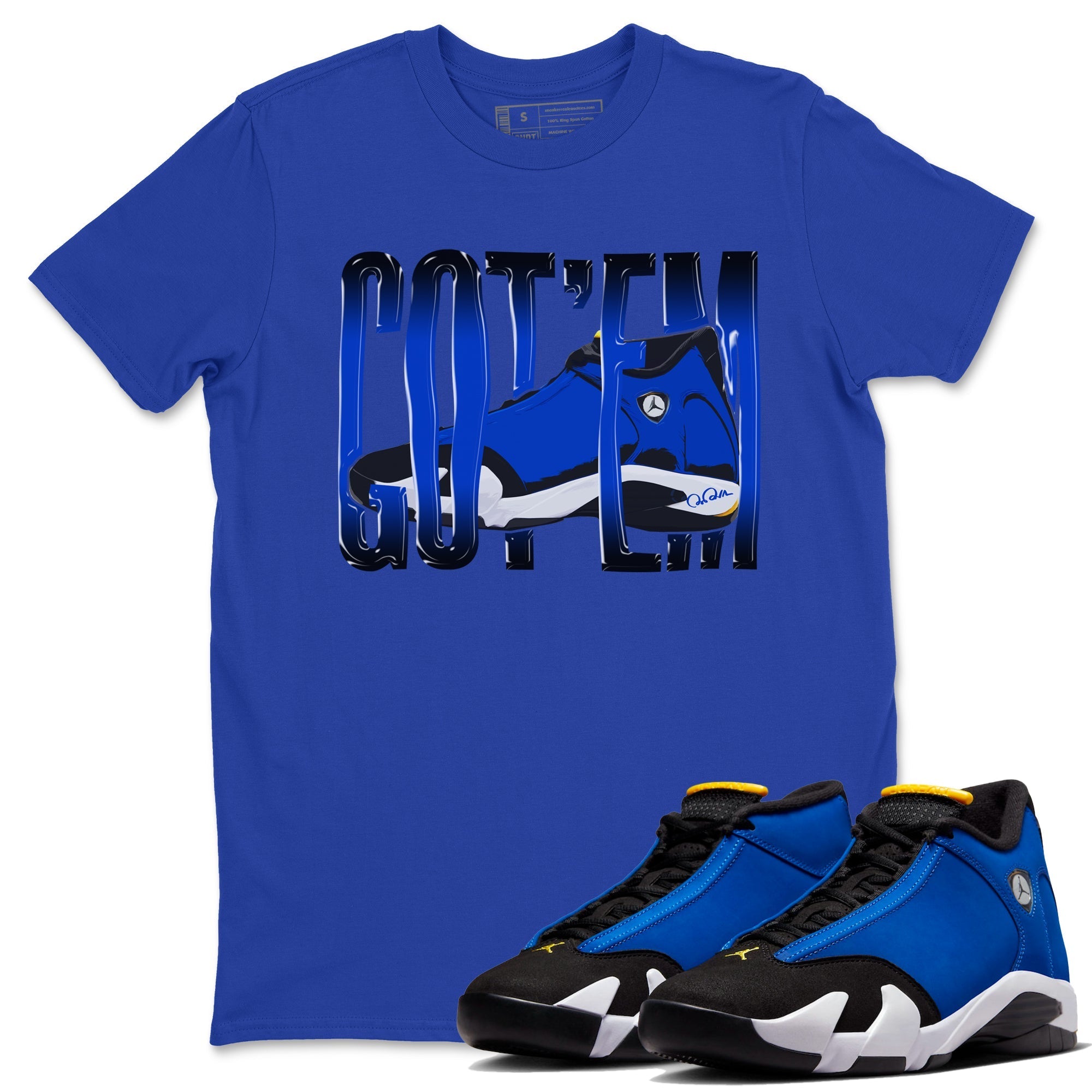 Air Jordan 14 Laney Sneaker Match Tees Wiggling Gotem Streetwear Sneaker Shirt AJ14 Laney Sneaker Release Tees Unisex Shirts Royal Blue 1