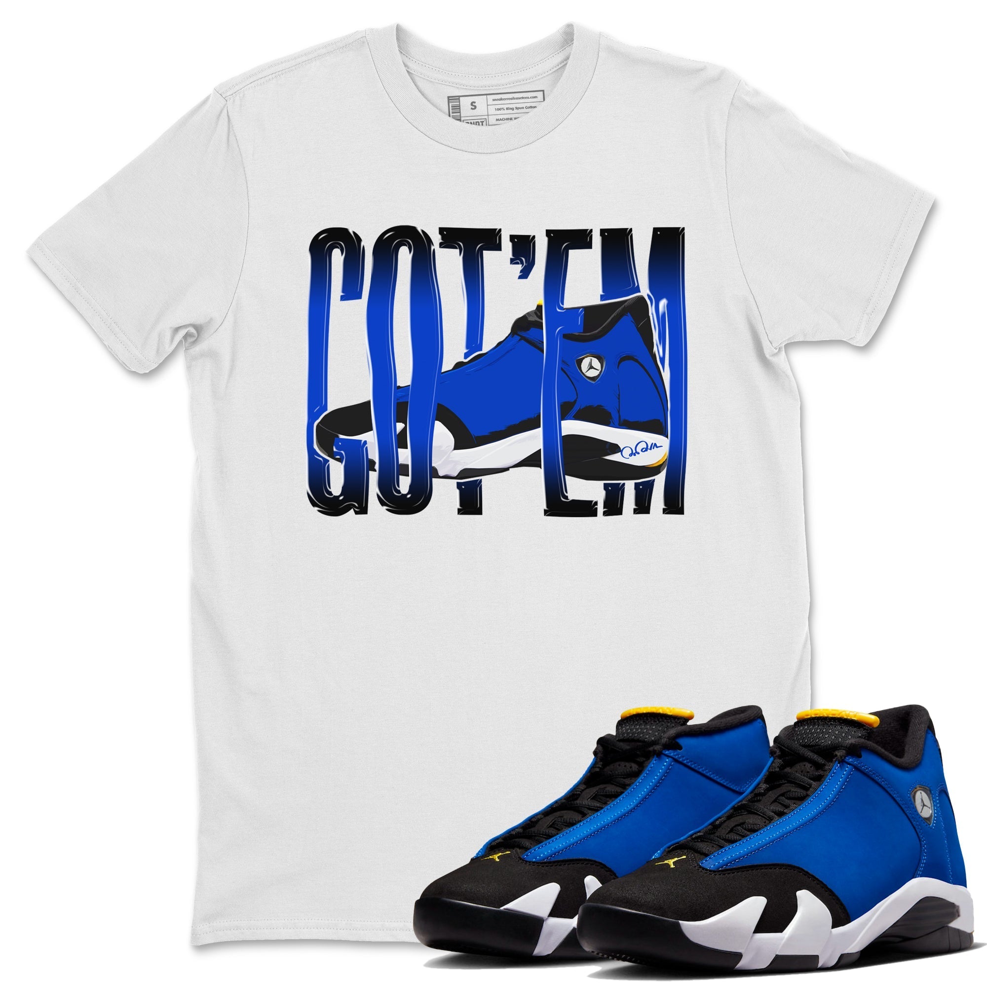 Air Jordan 14 Laney Sneaker Match Tees Wiggling Gotem Streetwear Sneaker Shirt AJ14 Laney Sneaker Release Tees Unisex Shirts White 1