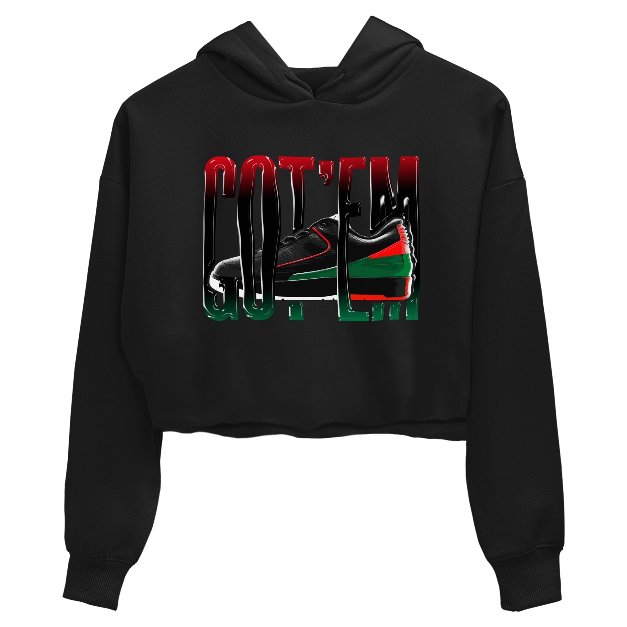Jordan 2 Low Christmas X-mas Holiday special gift shirt to match jordans Wiggling Gotem sneaker tees Air Jordan 2 Christmas Drip Gear Zone Black 2 Crop T-Shirt