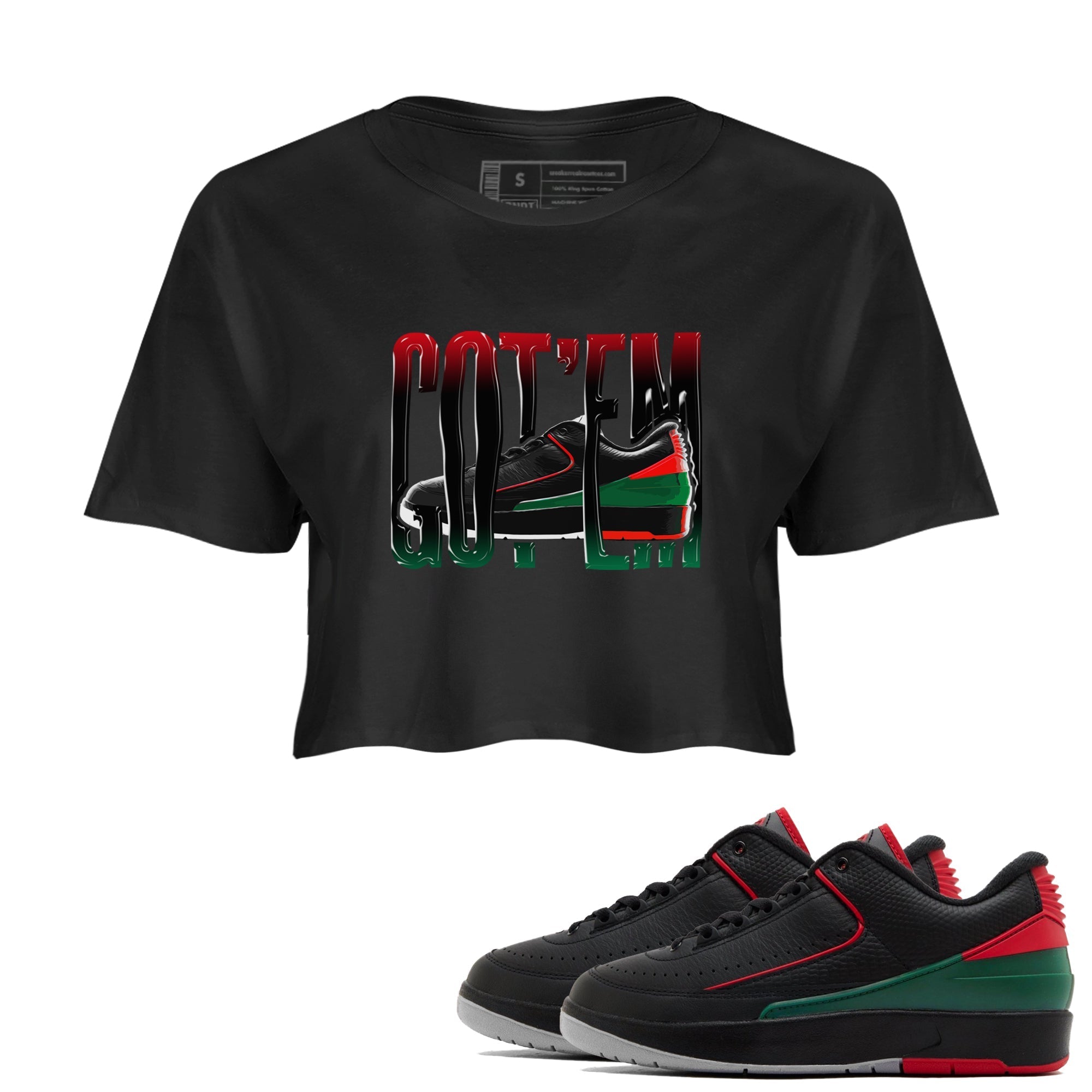 Jordan 2 Low Christmas X-mas Holiday special gift shirt to match jordans Wiggling Gotem sneaker tees Air Jordan 2 Christmas Drip Gear Zone Black 1 Crop T-Shirt