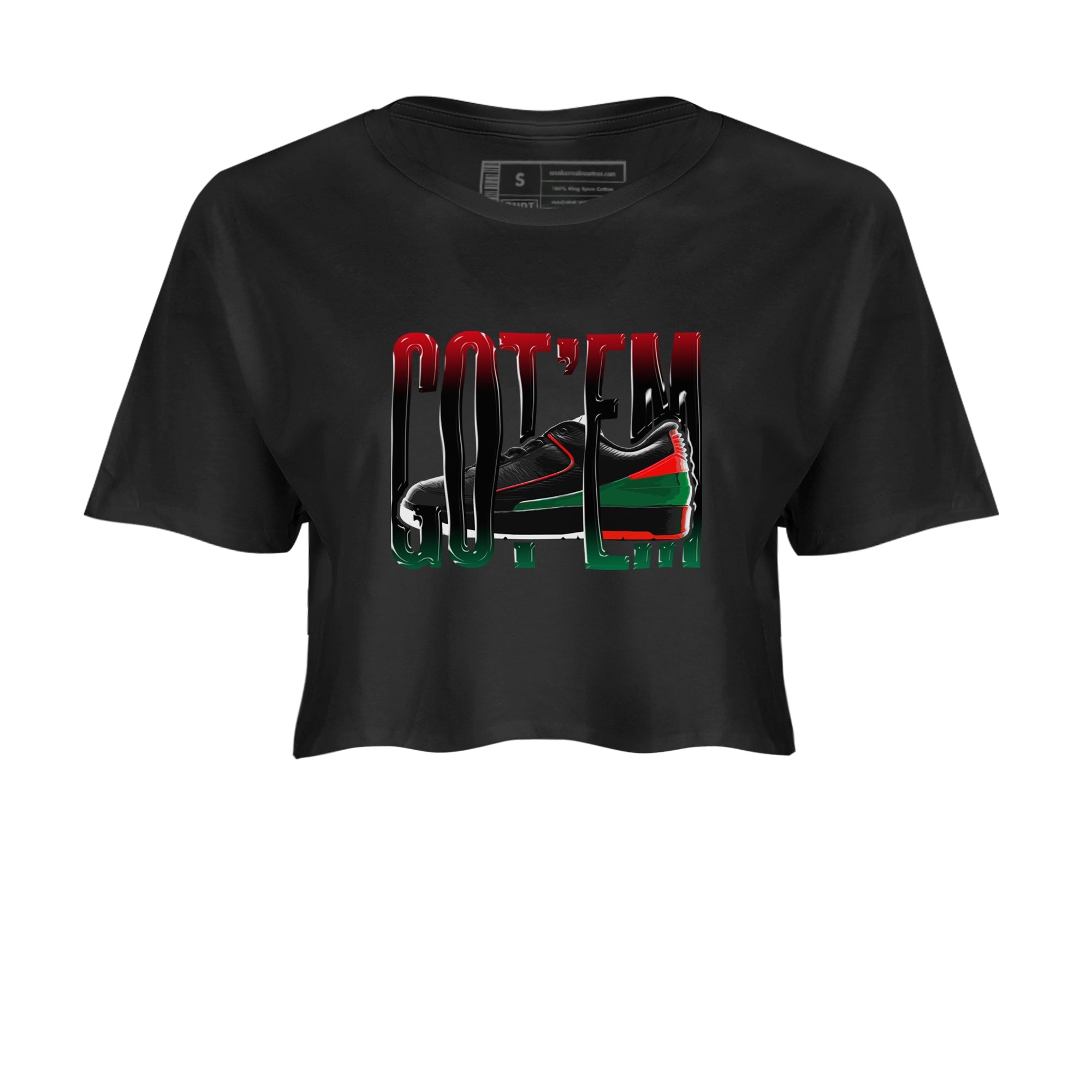 Jordan 2 Low Christmas X-mas Holiday special gift shirt to match jordans Wiggling Gotem sneaker tees Air Jordan 2 Christmas Drip Gear Zone Black 2 Crop T-Shirt