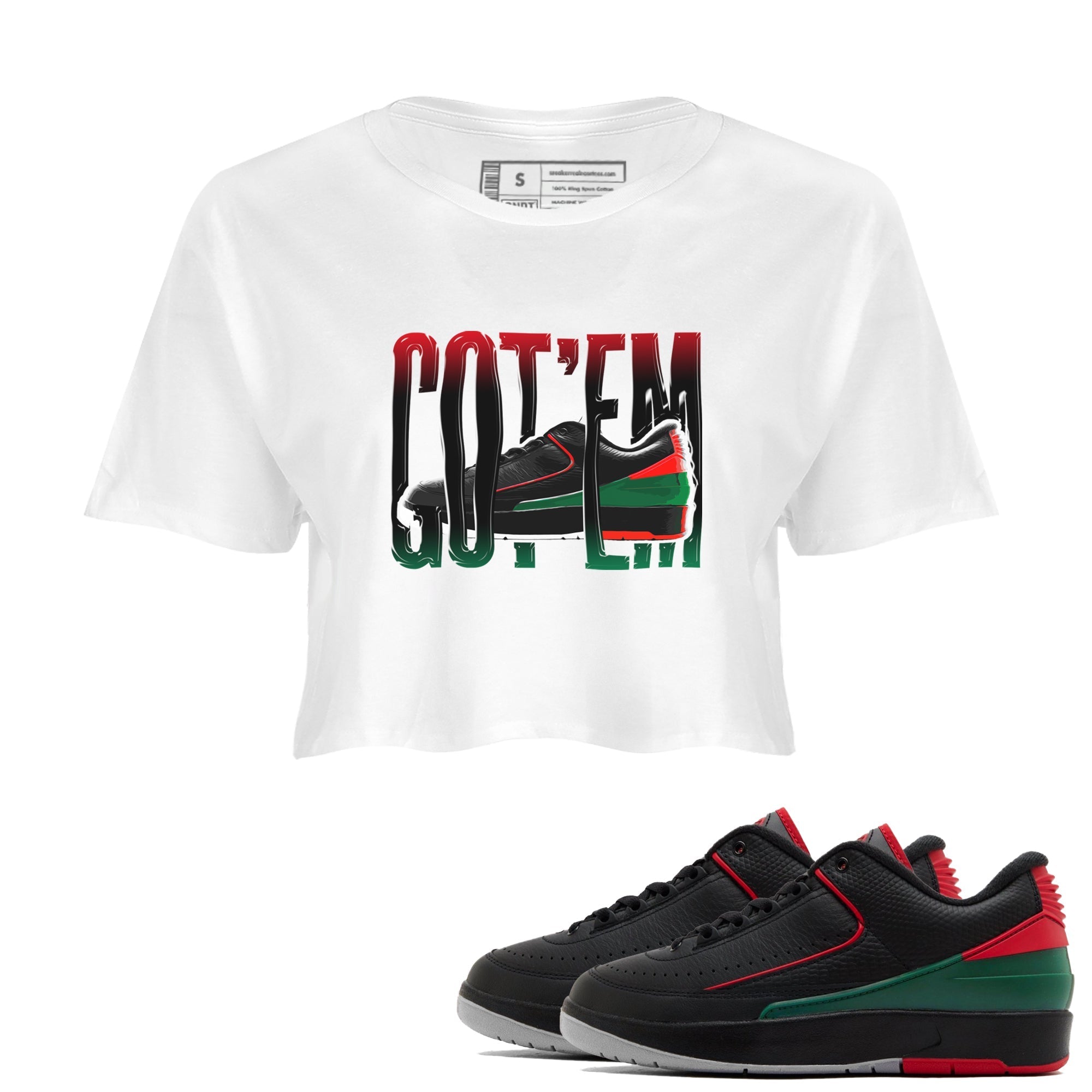 Jordan 2 Low Christmas X-mas Holiday special gift shirt to match jordans Wiggling Gotem sneaker tees Air Jordan 2 Christmas Drip Gear Zone White 1 Crop T-Shirt