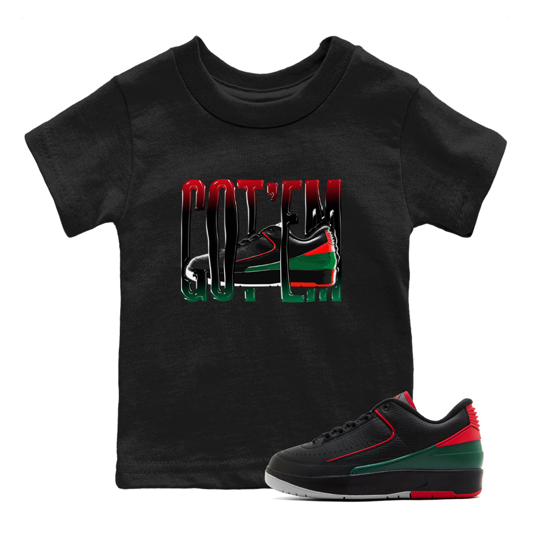 Jordan 2 Low Christmas X-mas Holiday special gift shirt to match jordans Wiggling Gotem sneaker tees Air Jordan 2 Christmas Drip Gear Zone Baby Toddler Black 1 T-Shirt