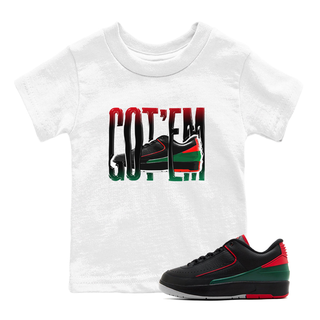 Jordan 2 Low Christmas X-mas Holiday special gift shirt to match jordans Wiggling Gotem sneaker tees Air Jordan 2 Christmas Drip Gear Zone Baby Toddler White 1 T-Shirt