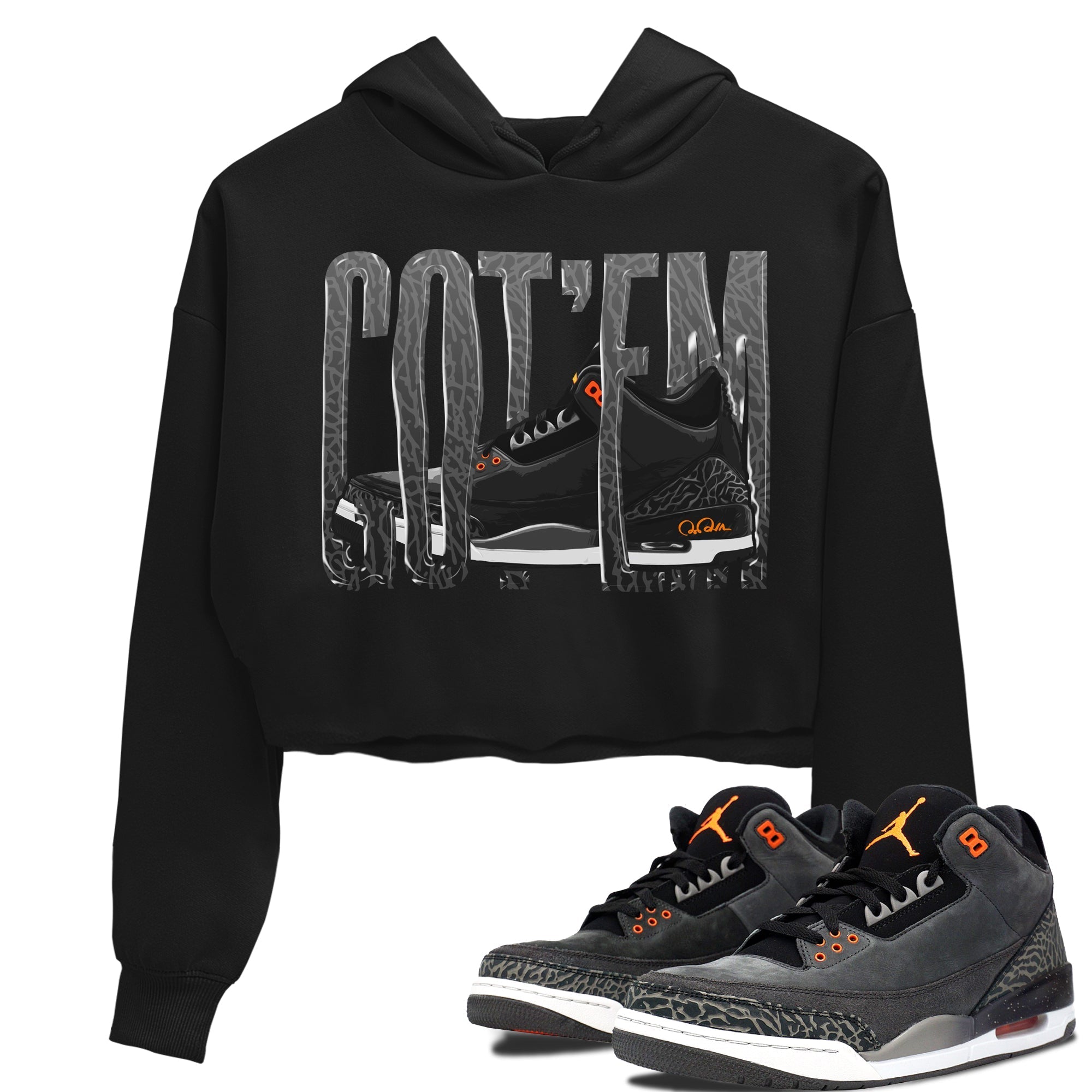 Air Jordan 3 Fear shirt to match jordans Wiggling Gotem sneaker tees AJ3 Fear Drip Gear Zone Black 1 Crop T-Shirt