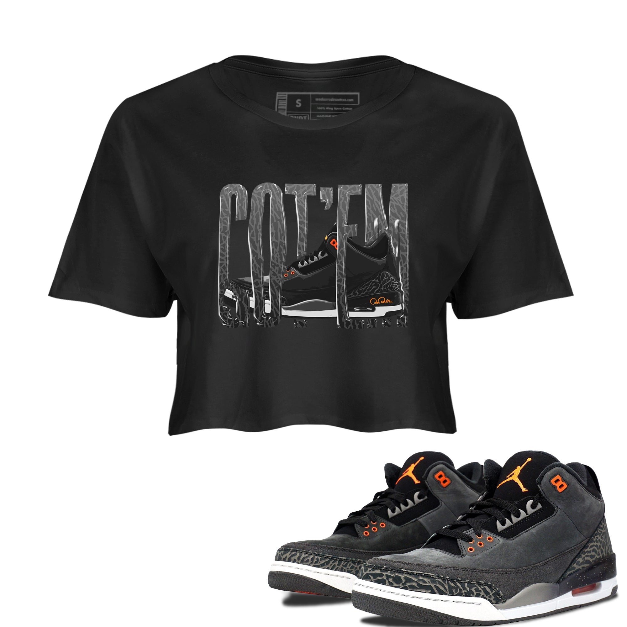 Air Jordan 3 Fear shirt to match jordans Wiggling Gotem sneaker tees AJ3 Fear Drip Gear Zone Black 1 Crop T-Shirt