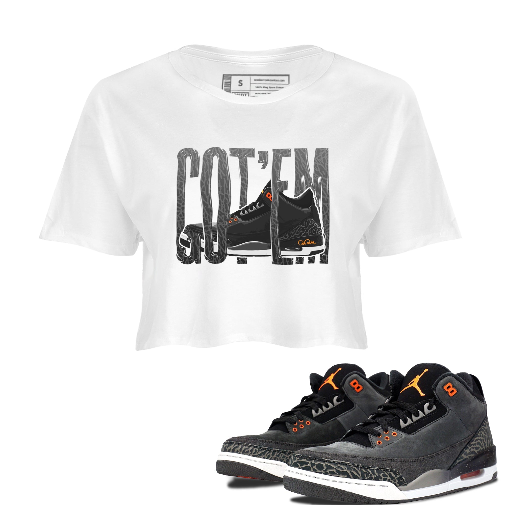 Air Jordan 3 Fear shirt to match jordans Wiggling Gotem sneaker tees AJ3 Fear Drip Gear Zone White 1 Crop T-Shirt