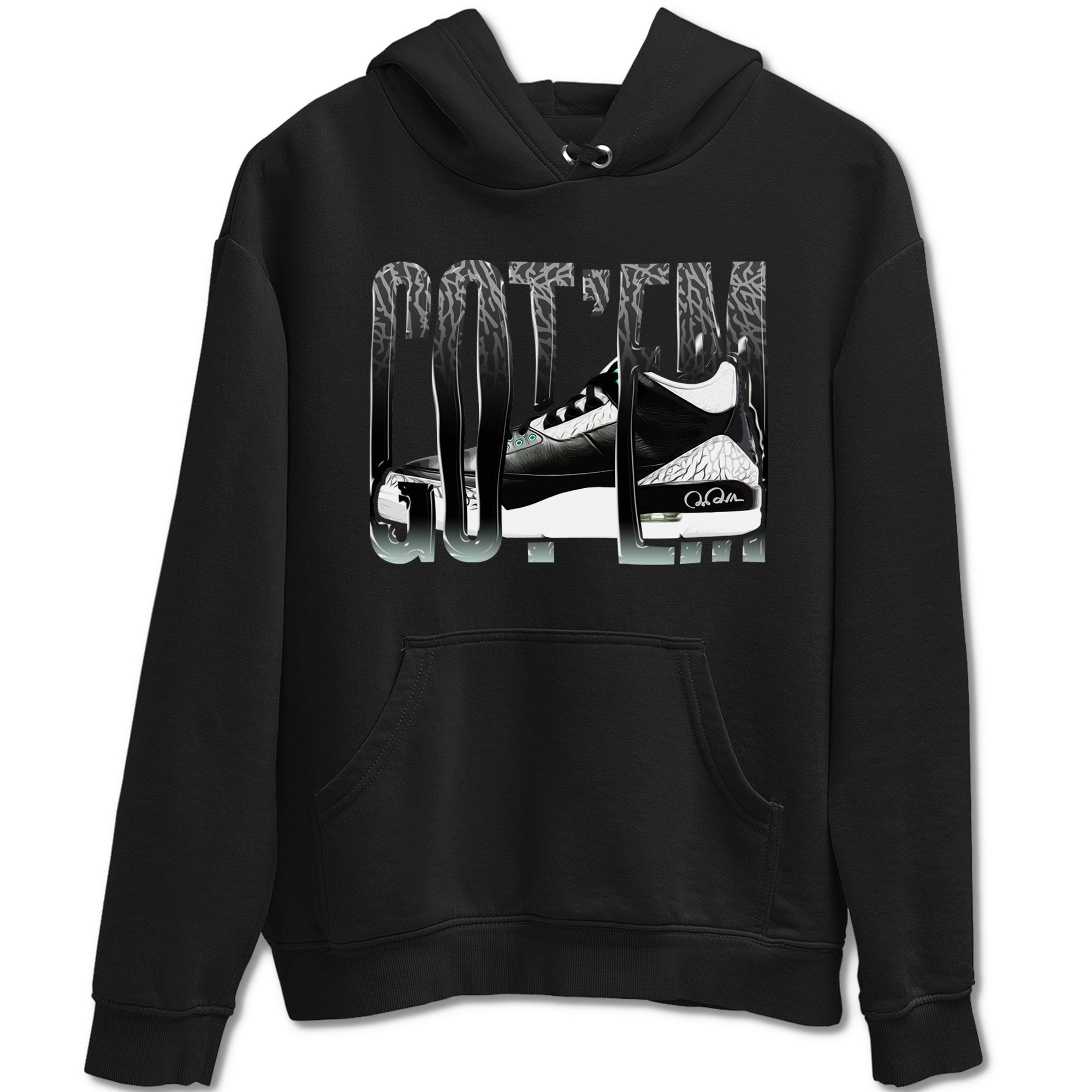 3s Green Glow shirt to match jordans Wiggling Gotem sneaker tees Air Jordan 3 Green Glow Drip Gear Zone unisex cotton Black 2 crew neck shirt