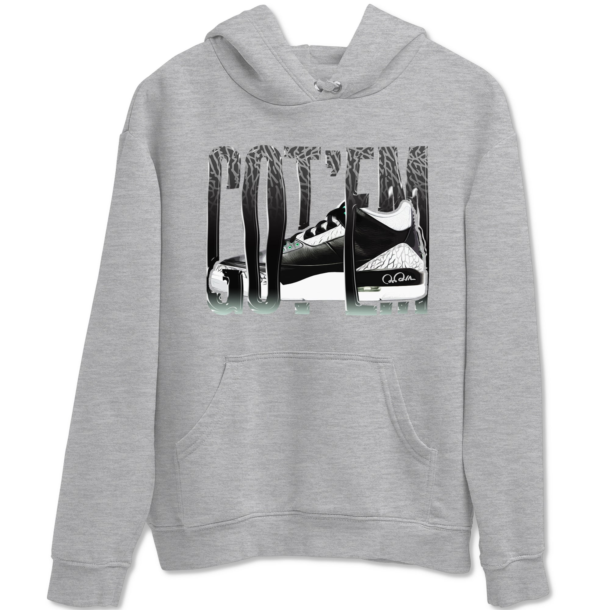 3s Green Glow shirt to match jordans Wiggling Gotem sneaker tees Air Jordan 3 Green Glow Drip Gear Zone unisex cotton Heather Grey 2 crew neck shirt