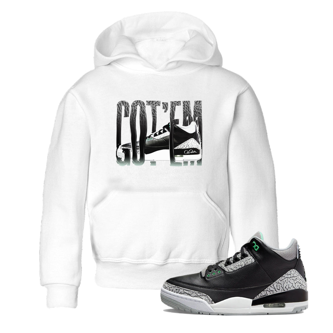 3s Green Glow shirt to match jordans Wiggling Gotem sneaker tees Air Jordan 3 Green Glow Drip Gear Zone baby toddler White 1 cotton Shirt