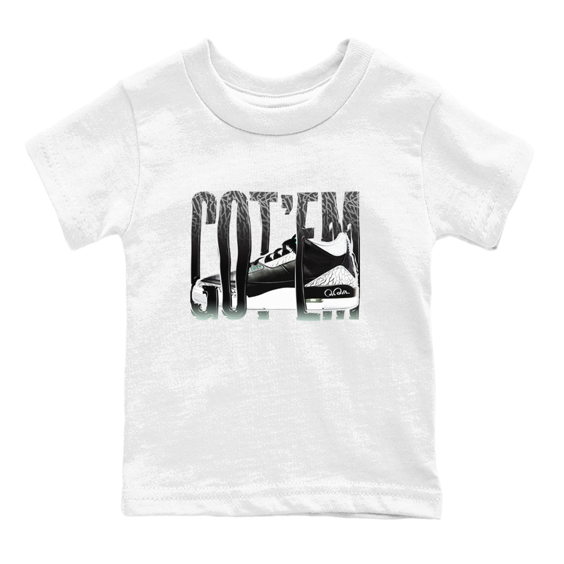 3s Green Glow shirt to match jordans Wiggling Gotem sneaker tees Air Jordan 3 Green Glow Drip Gear Zone baby toddler White 2 cotton Shirt