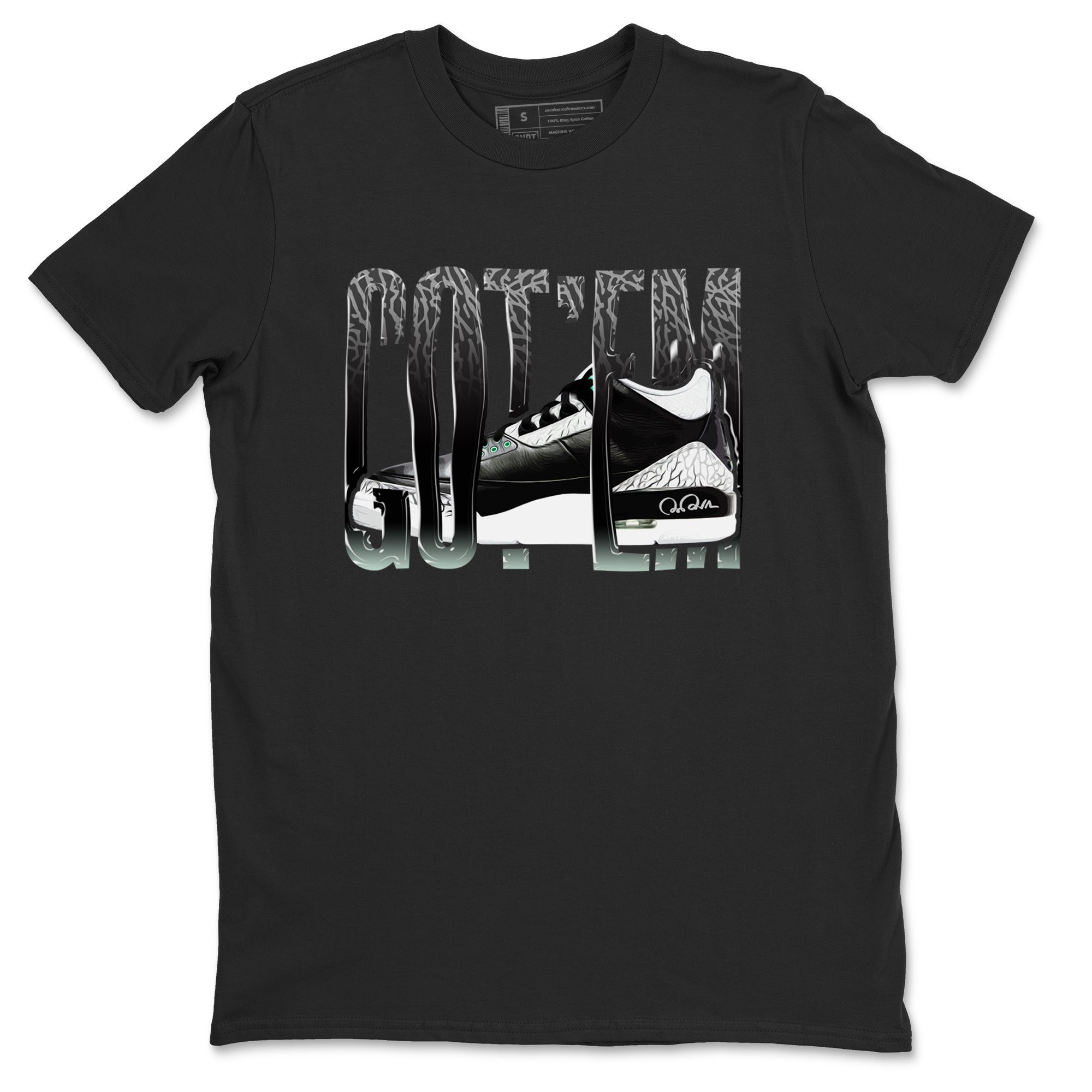 3s Green Glow shirt to match jordans Wiggling Gotem sneaker tees Air Jordan 3 Green Glow Drip Gear Zone unisex cotton Black 2 crew neck shirt
