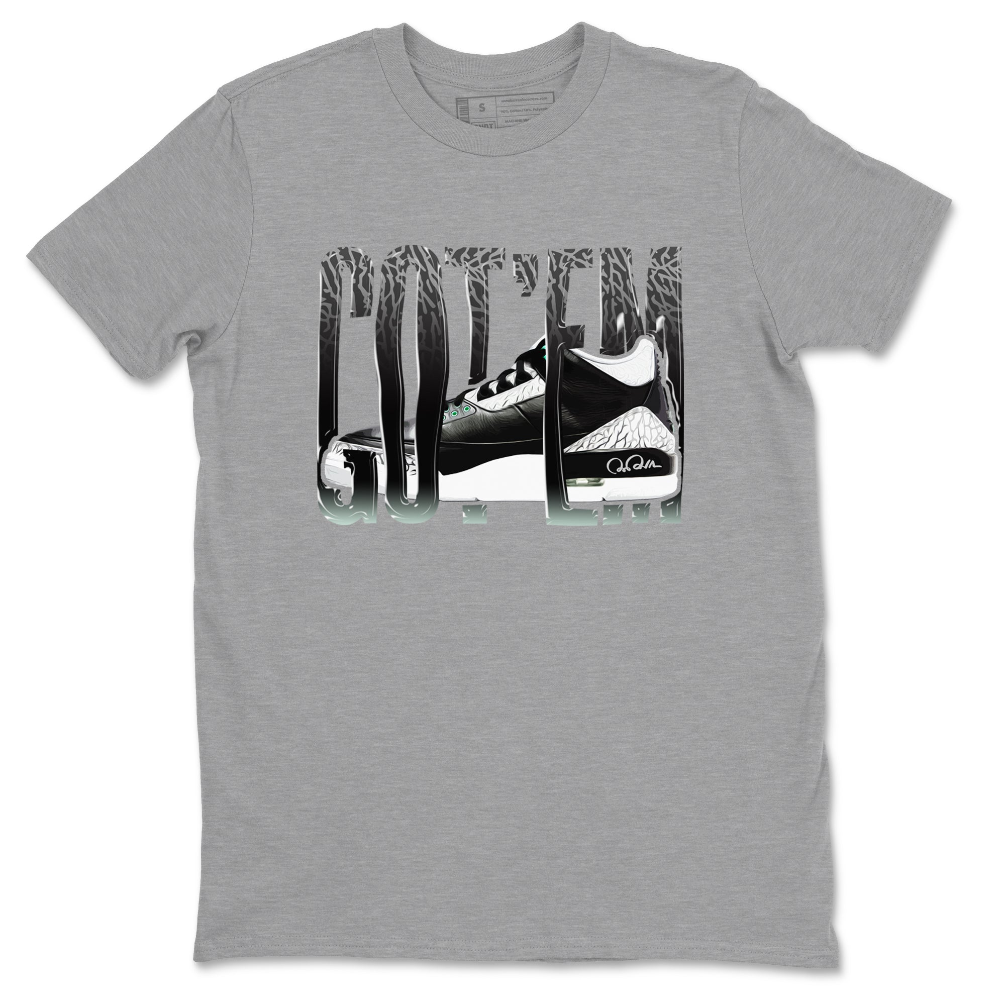 3s Green Glow shirt to match jordans Wiggling Gotem sneaker tees Air Jordan 3 Green Glow Drip Gear Zone unisex cotton Heather Grey 2 crew neck shirt