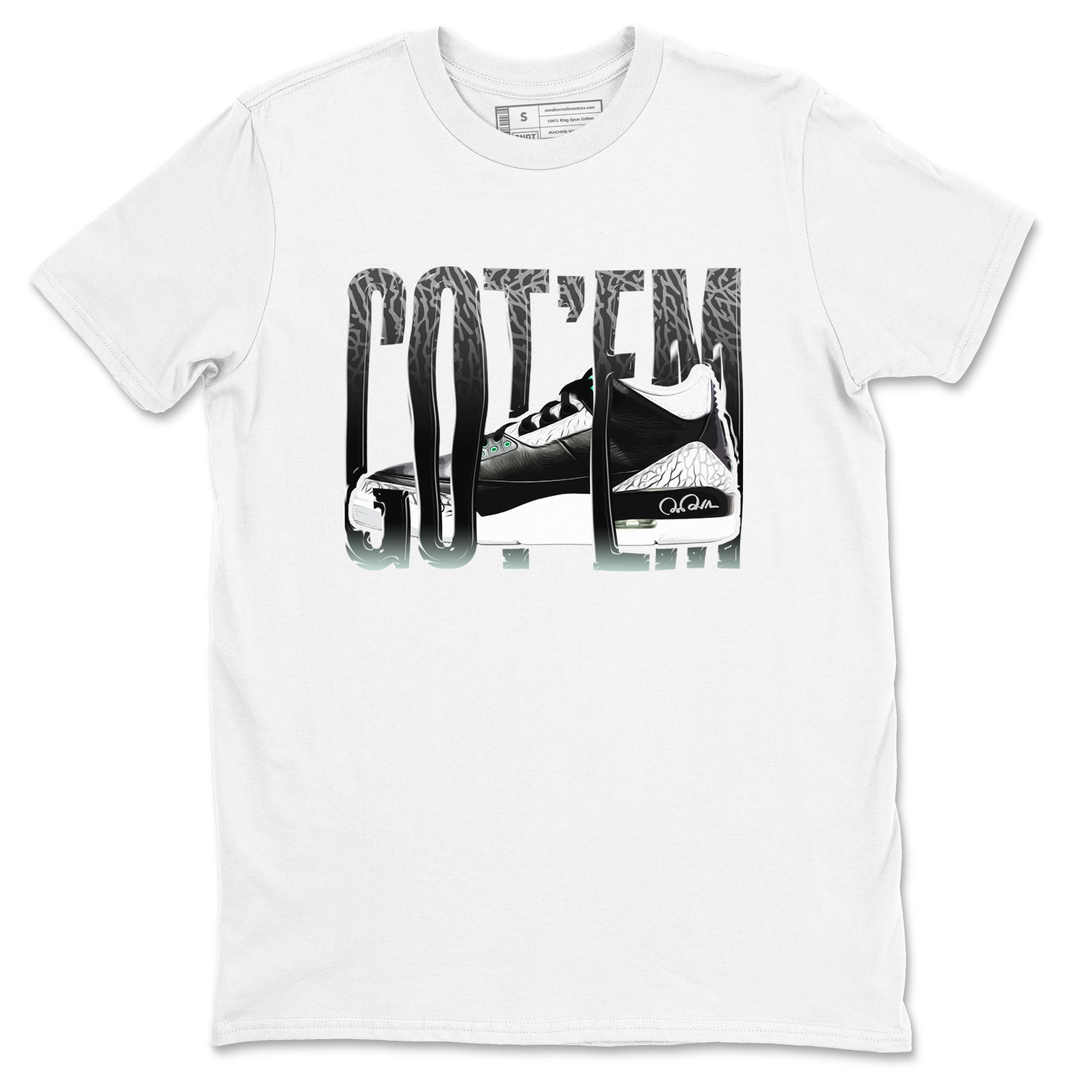3s Green Glow shirt to match jordans Wiggling Gotem sneaker tees Air Jordan 3 Green Glow Drip Gear Zone unisex cotton White 2 crew neck shirt
