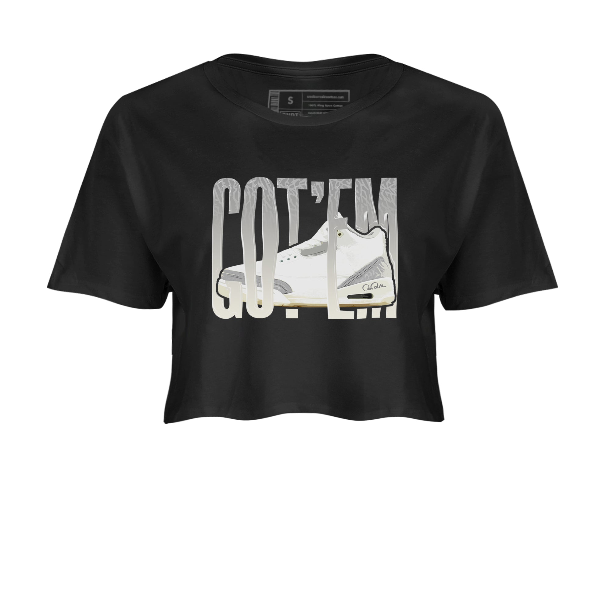 3s Ivory shirt to match jordans Wiggling Gotem sneaker tees Air Jordan 3 Ivory Drip Gear Zone Black 2 crop length shirt