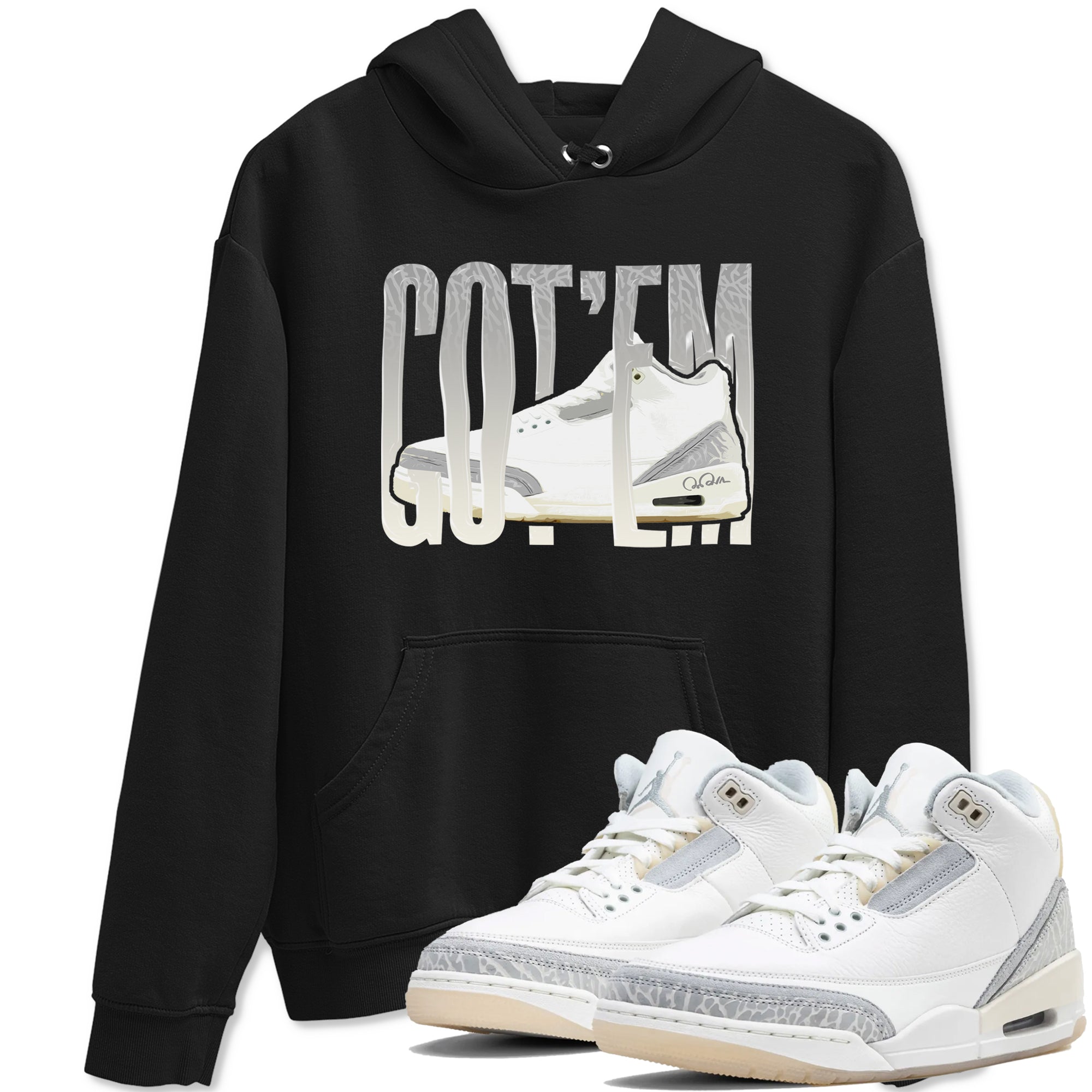 3s Ivory shirt to match jordans Wiggling Gotem sneaker tees Air Jordan 3 Ivory Drip Gear Zone unisex cotton Black 1 crew neck shirt