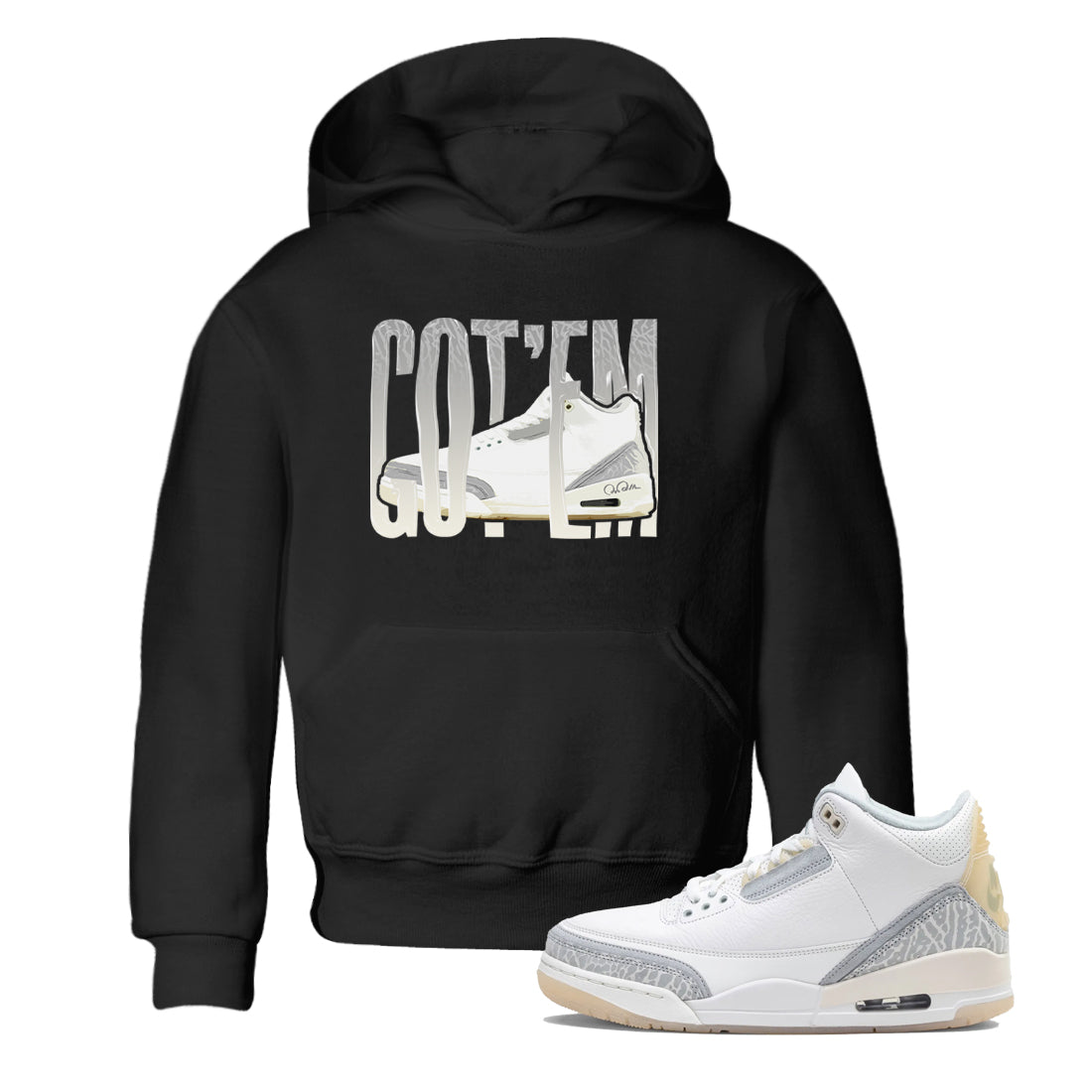3s Ivory shirt to match jordans Wiggling Gotem sneaker tees Air Jordan 3 Ivory Drip Gear Zone baby toddler Black 1 cotton Shirt