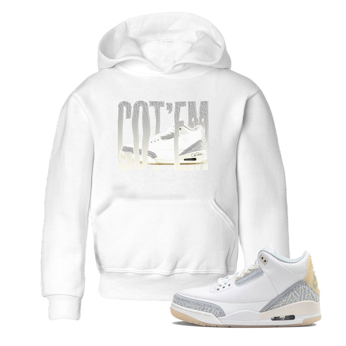 3s Ivory shirt to match jordans Wiggling Gotem sneaker tees Air Jordan 3 Ivory Drip Gear Zone baby toddler White 1 cotton Shirt