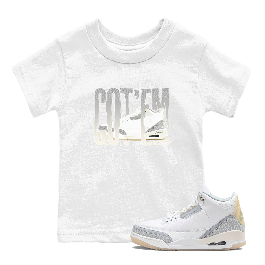 3s Ivory shirt to match jordans Wiggling Gotem sneaker tees Air Jordan 3 Ivory Drip Gear Zone baby toddler White 1 cotton Shirt