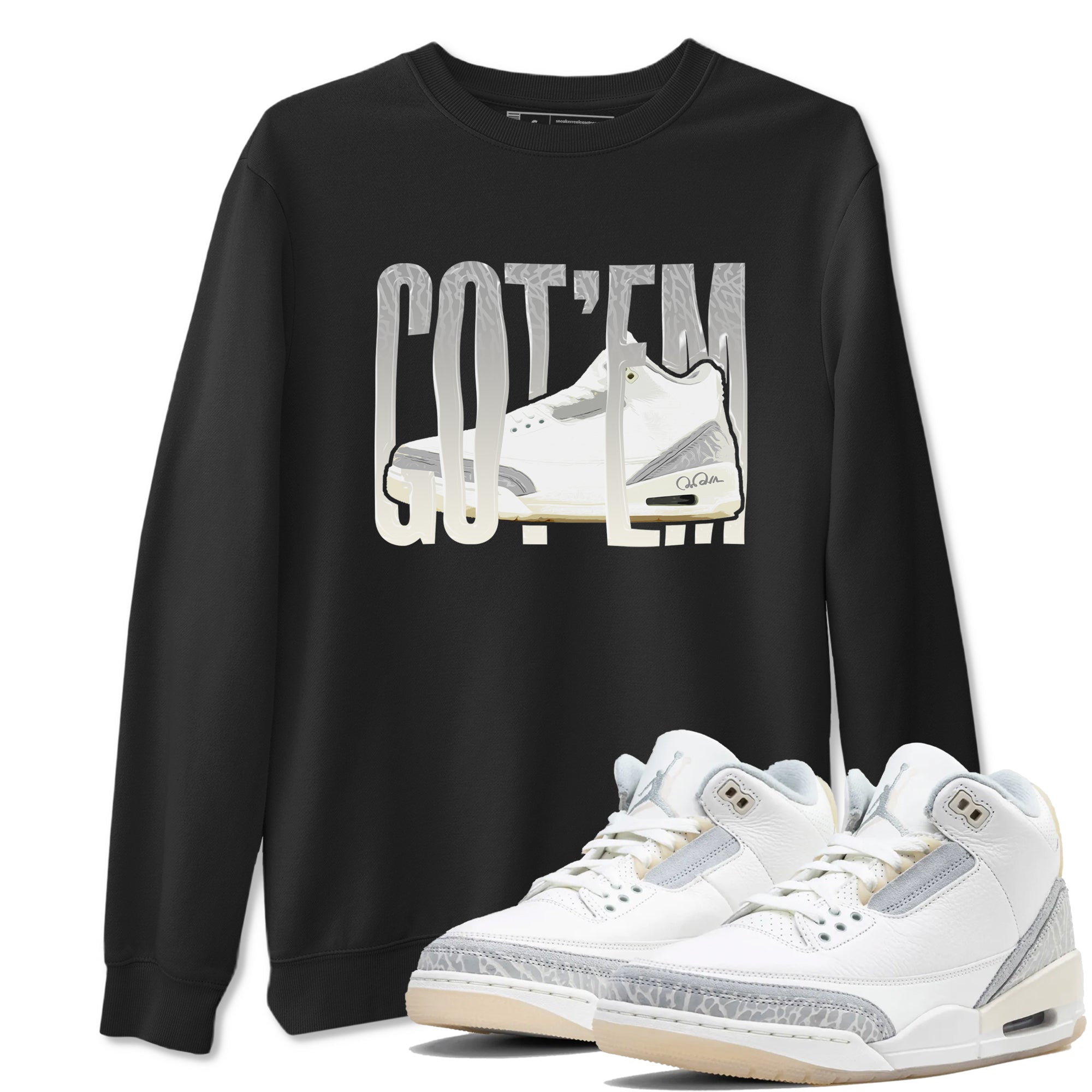 3s Ivory shirt to match jordans Wiggling Gotem sneaker tees Air Jordan 3 Ivory Drip Gear Zone unisex cotton Black 1 crew neck shirt