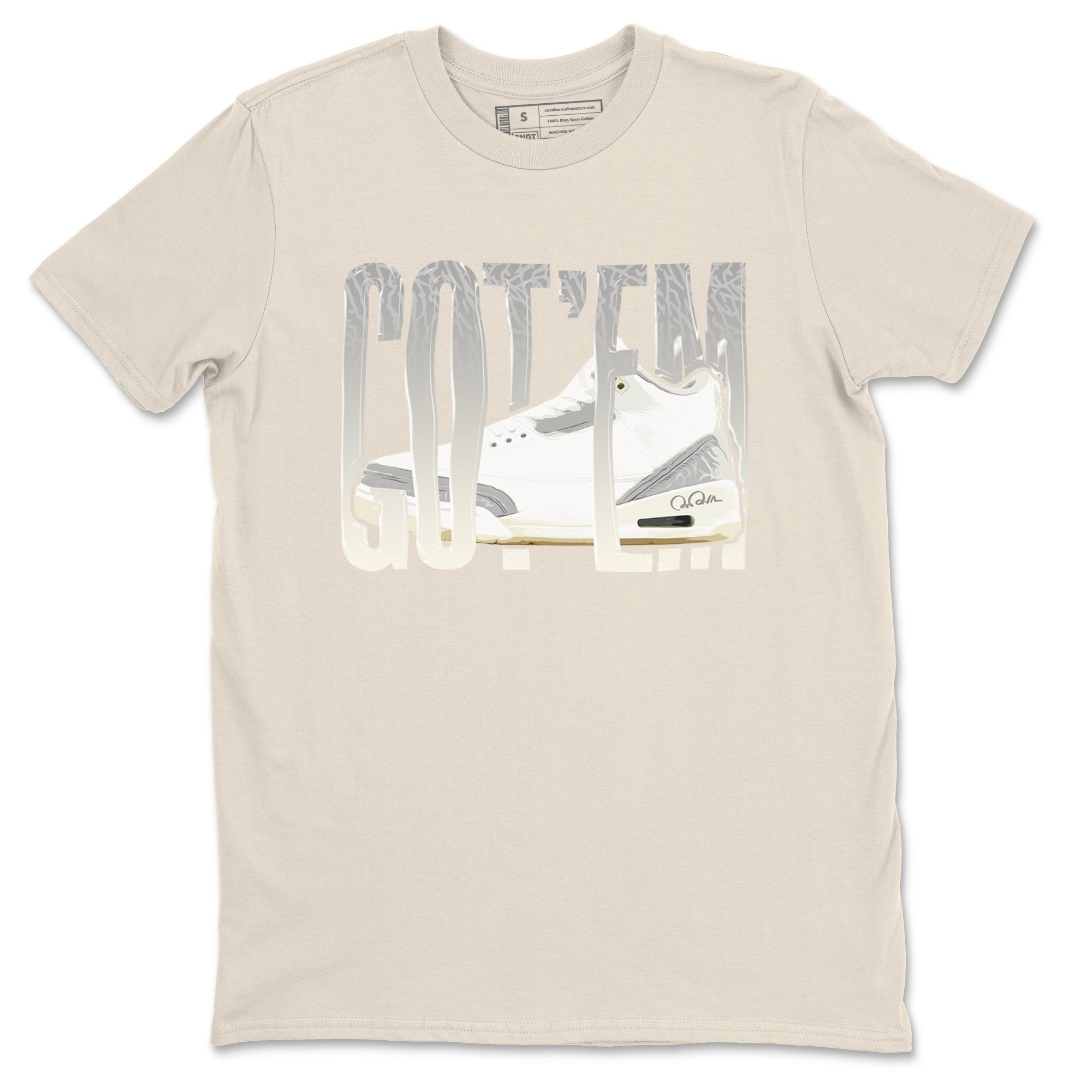 3s Ivory shirt to match jordans Wiggling Gotem sneaker tees Air Jordan 3 Ivory Drip Gear Zone unisex cotton Natural 2 crew neck shirt