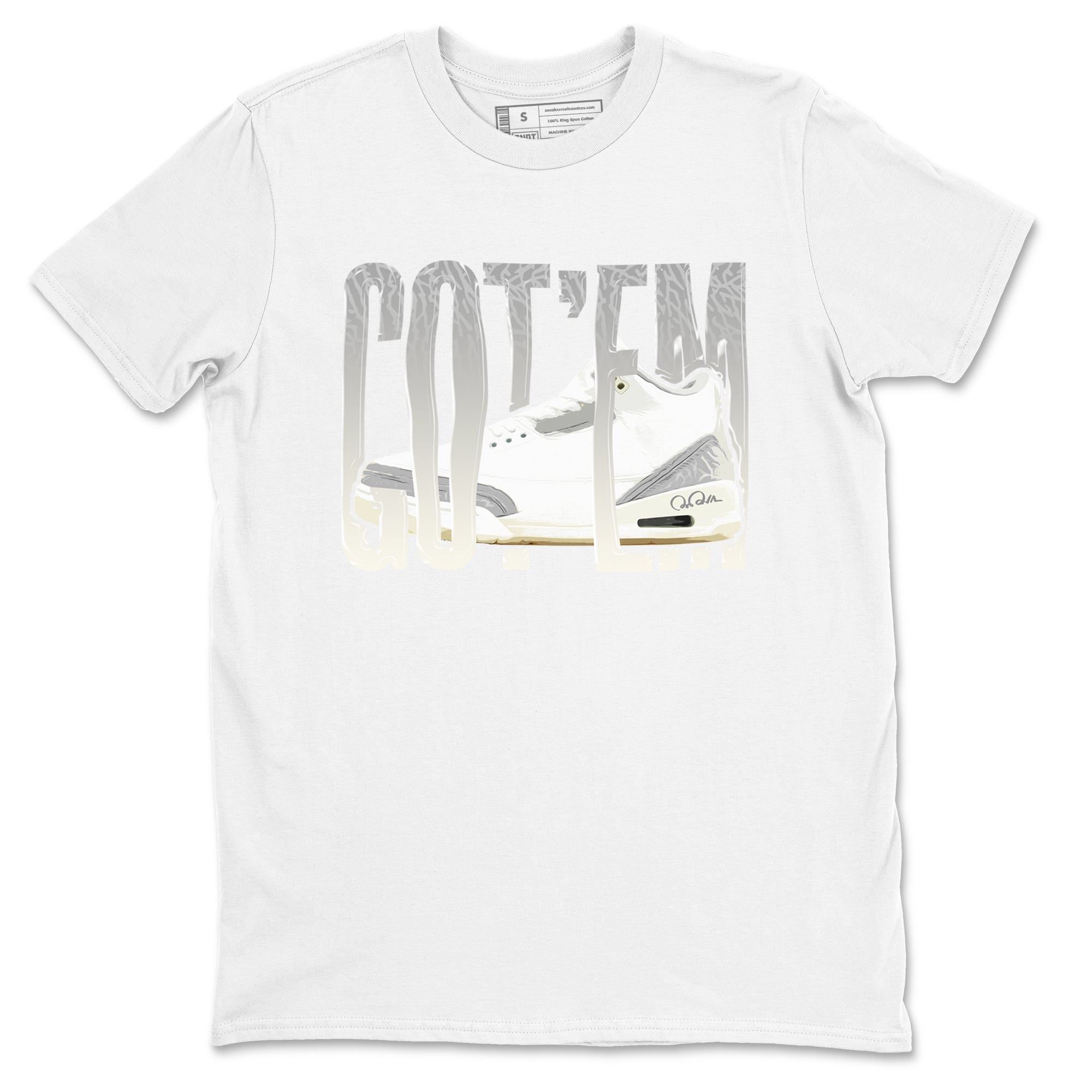 3s Ivory shirt to match jordans Wiggling Gotem sneaker tees Air Jordan 3 Ivory Drip Gear Zone unisex cotton White 2 crew neck shirt