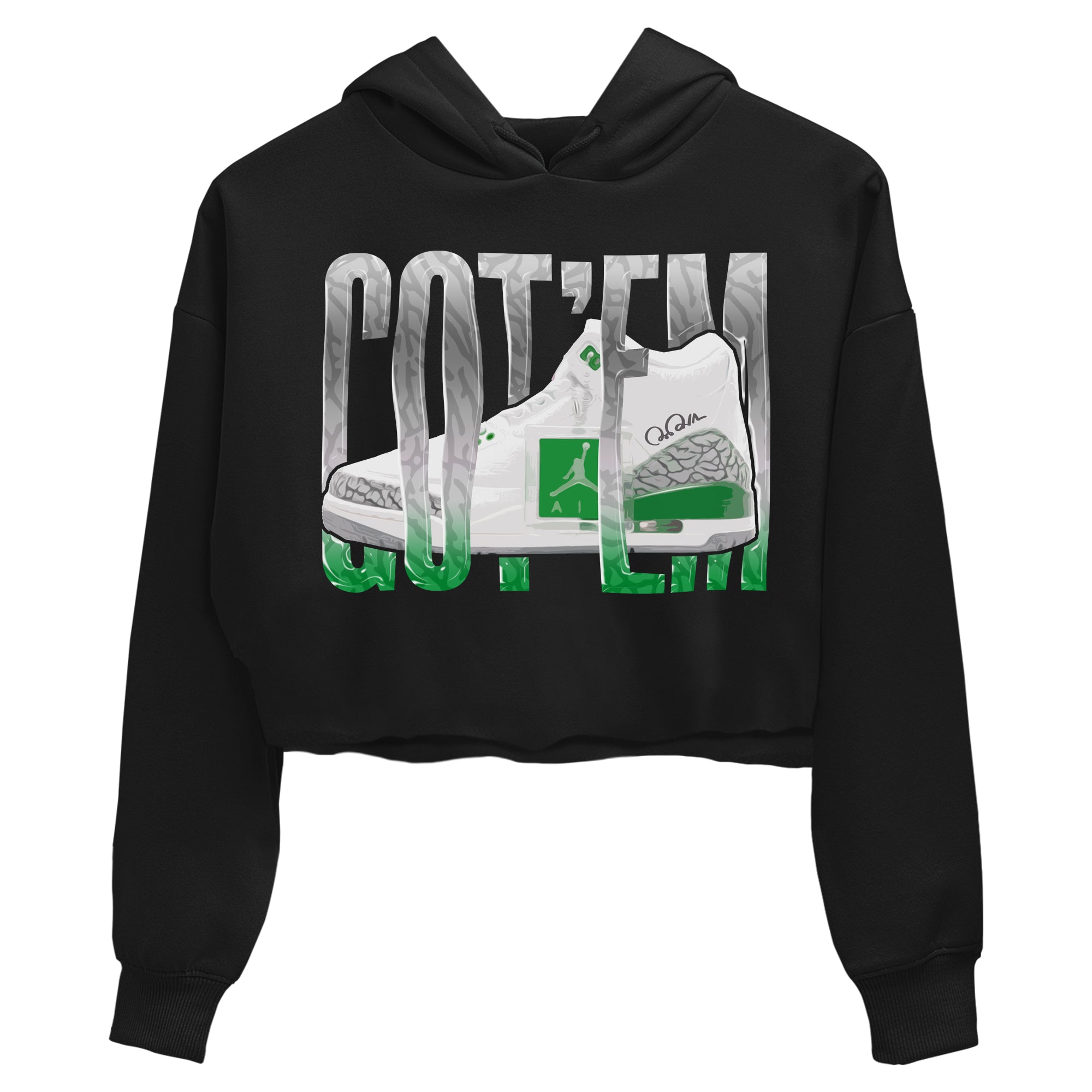 Air Jordan 3 Lucky Green Sneaker Match Tees Wiggling Gotem Streetwear Sneaker Shirt AJ3 Lucky Green Sneaker Release Tees Women's Shirts Black 2