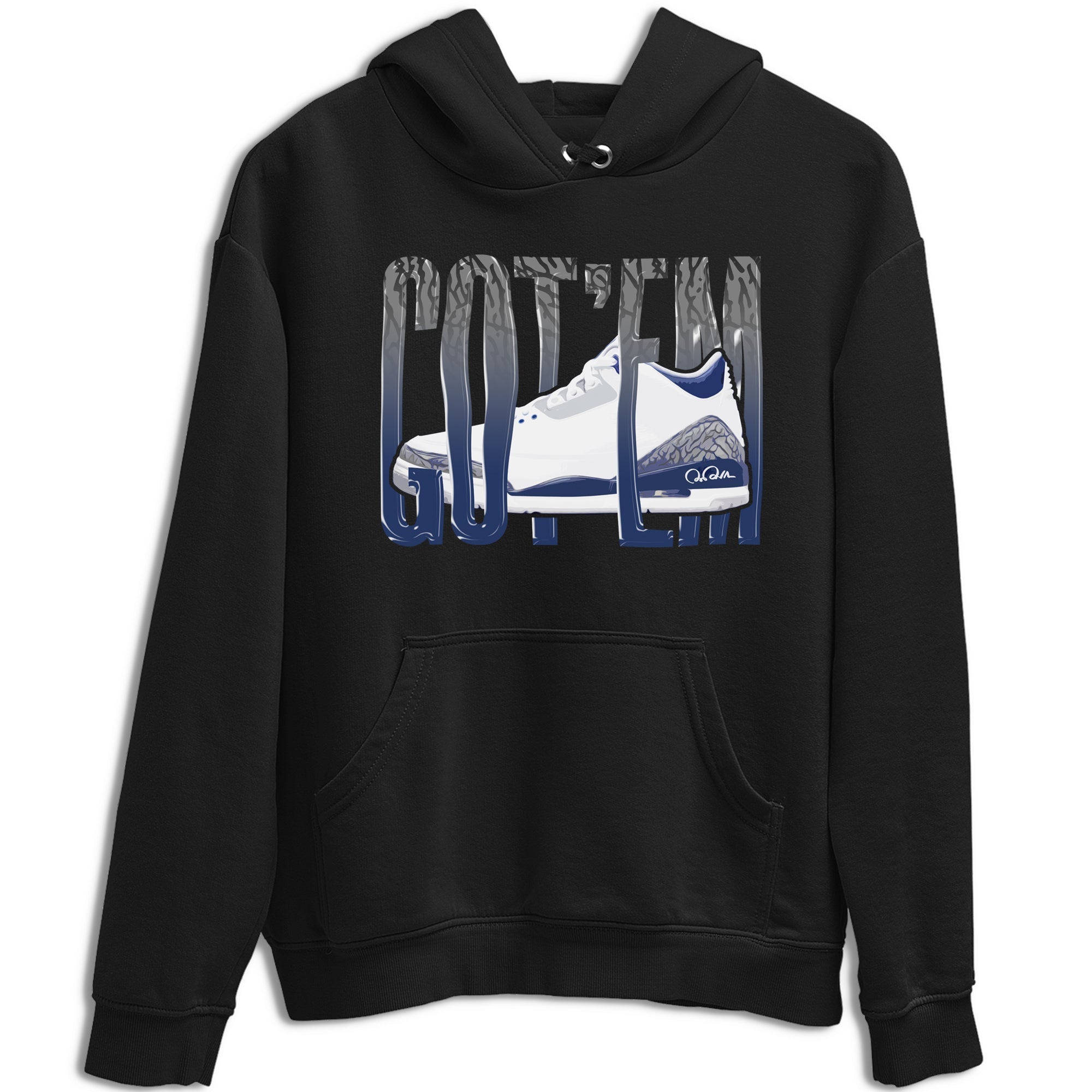 3s Midnight Navy shirt to match jordans Wiggling Gotem sneaker match t-shirt AJ3 Midnight Navy Drip Gear Zone unisex cotton Black 2 Crew Neck T-Shirt