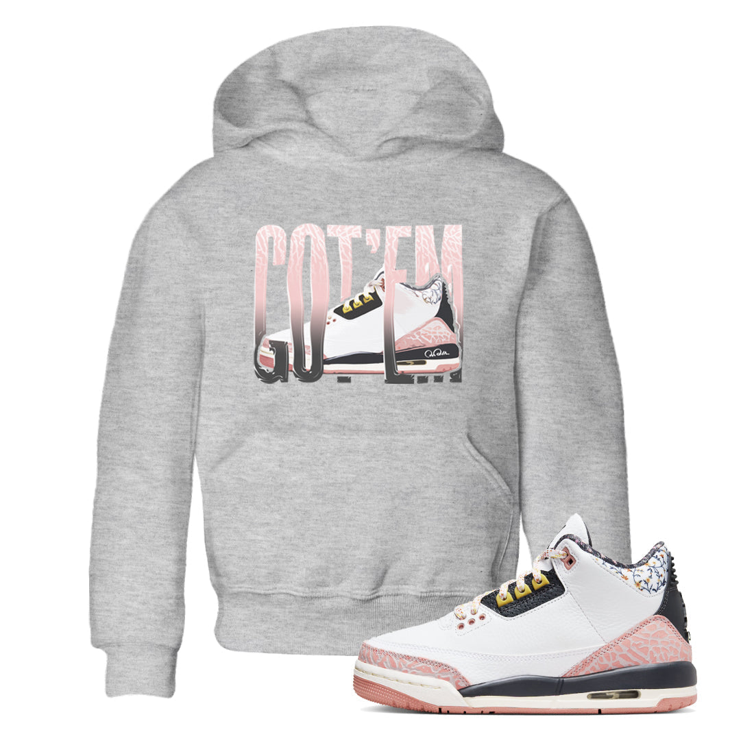 Air Jordan 3 GS Vintage Floral shirt to match jordans Wiggling Gotem sneaker tees Air Jordan 3 Vintage Floral Drip Gear Zone baby toddler Heather Grey 1 cotton Shirt