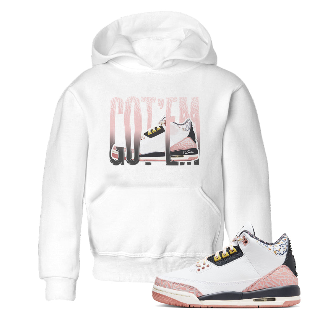 Air Jordan 3 GS Vintage Floral shirt to match jordans Wiggling Gotem sneaker tees Air Jordan 3 Vintage Floral Drip Gear Zone baby toddler White 1 cotton Shirt